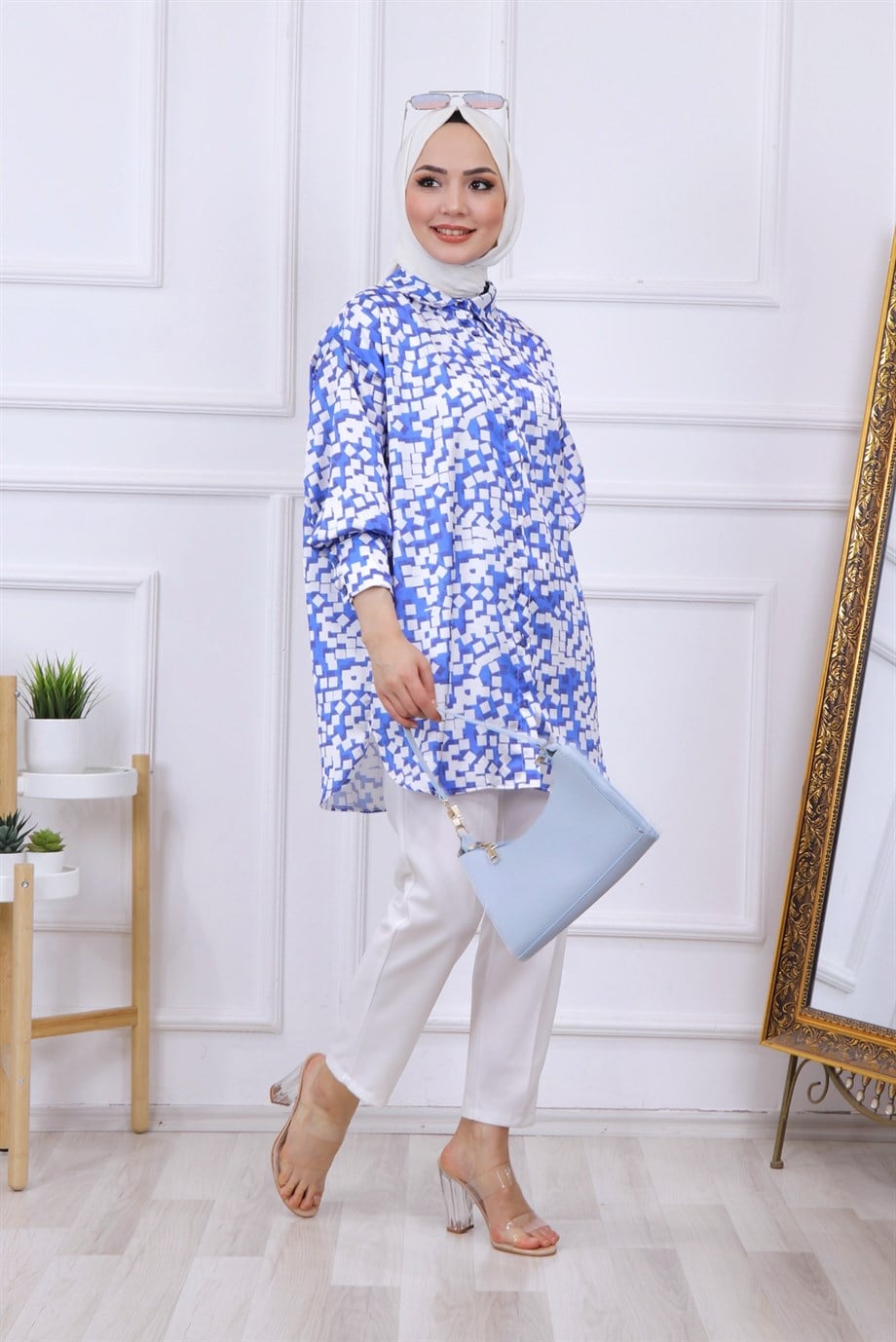 Desenli Saten Tunik 