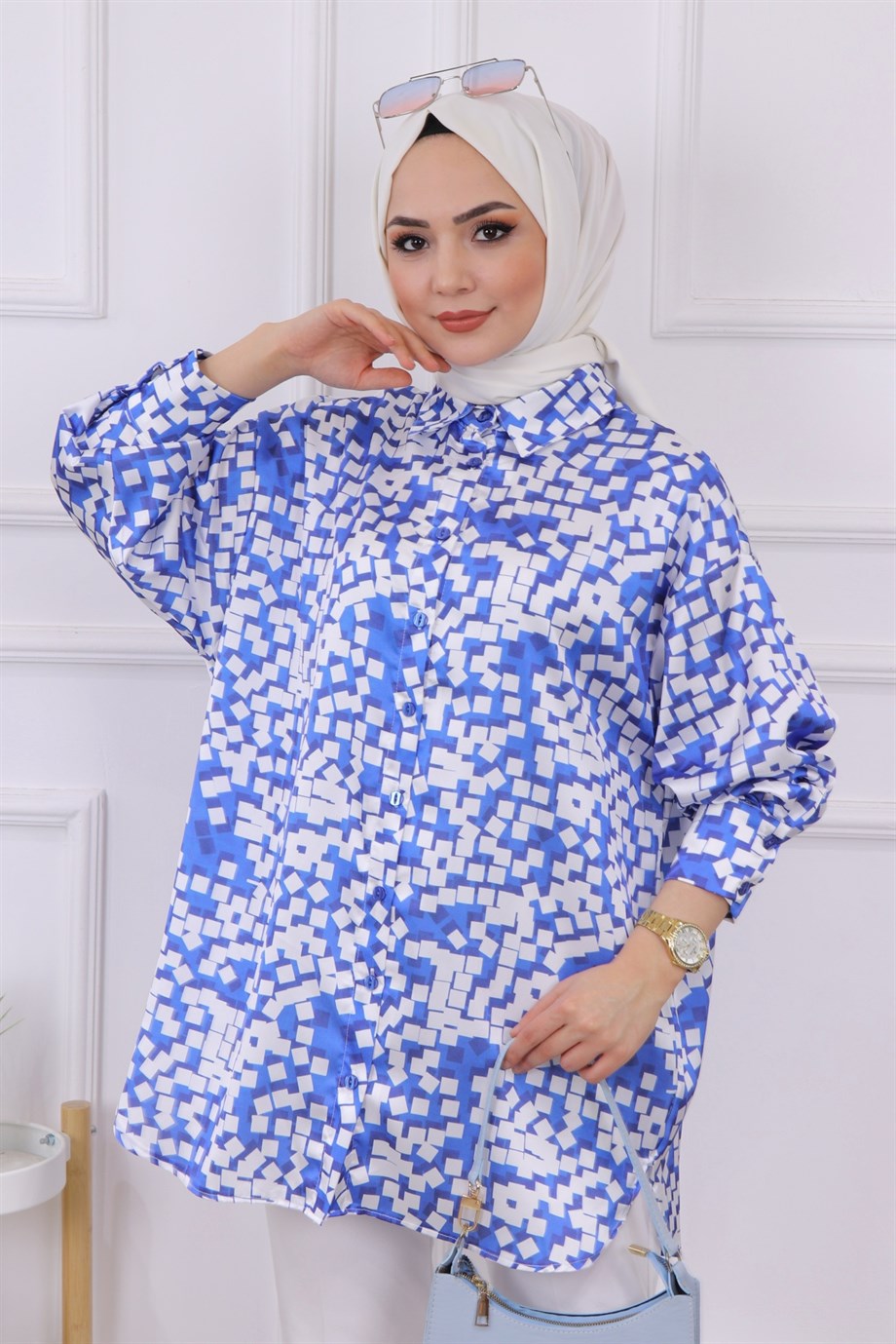 Desenli Saten Tunik 