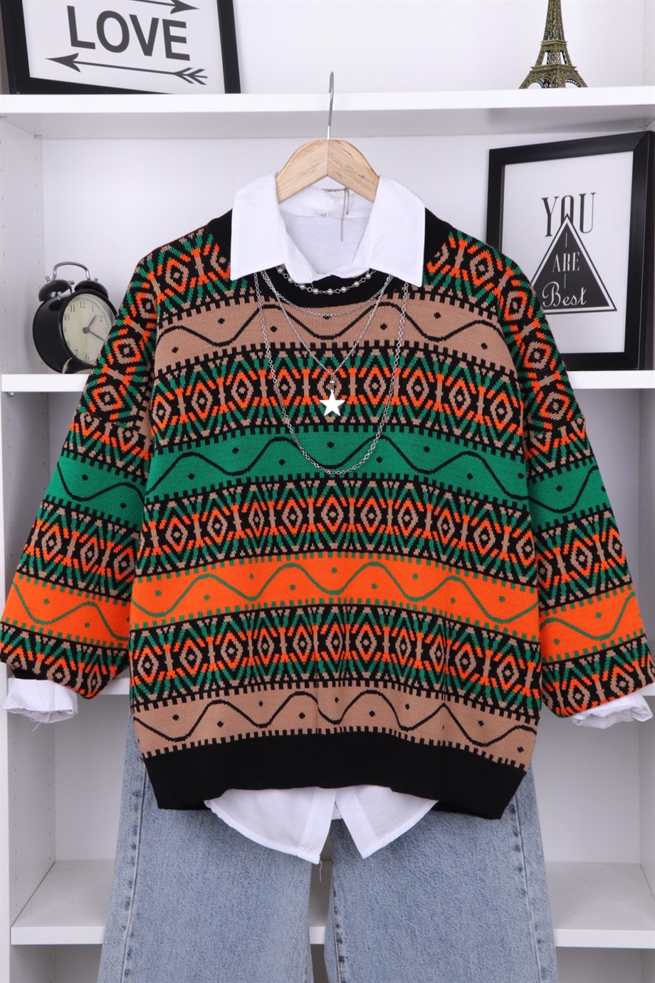 Desenli Tunik Siyah-