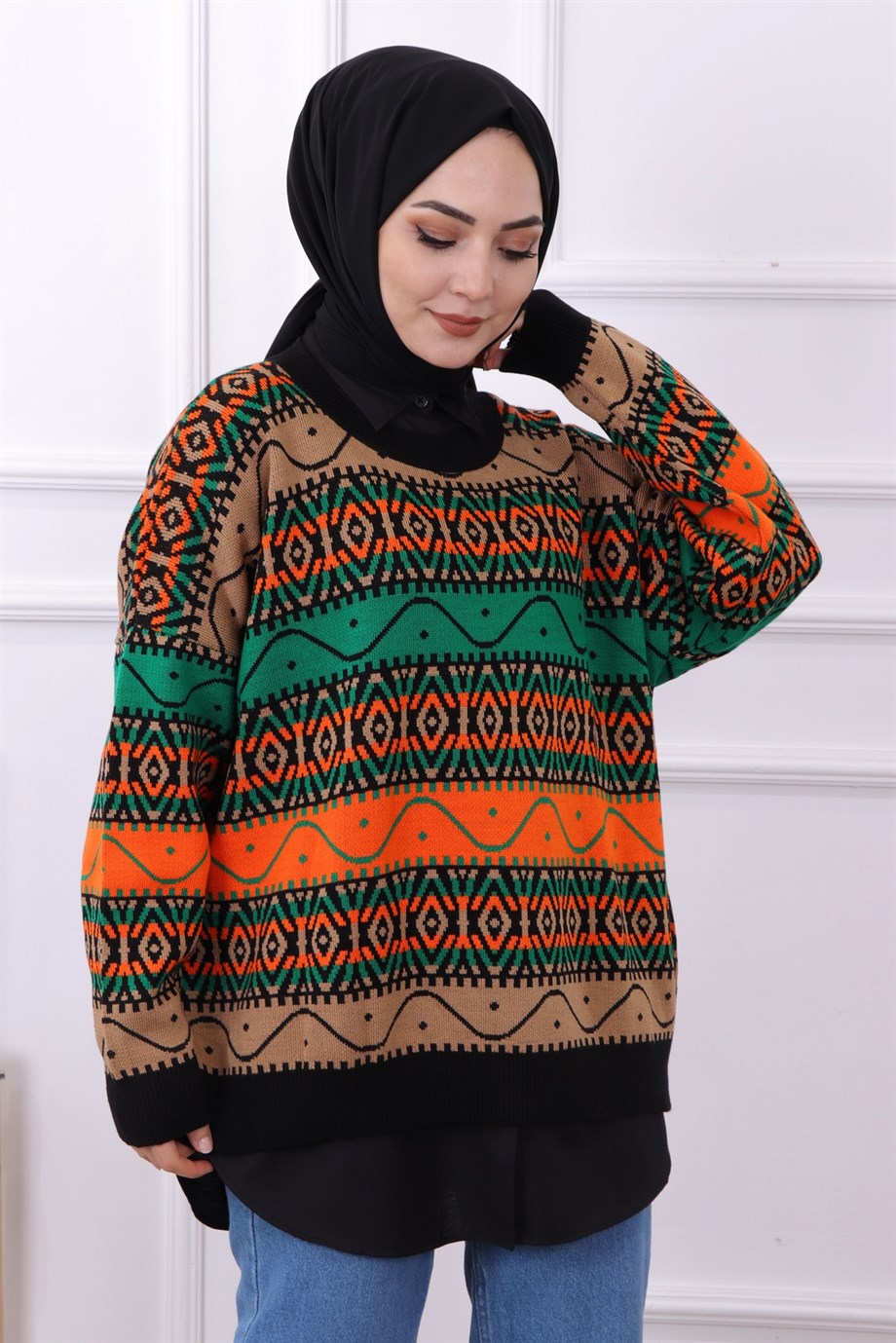 Desenli Tunik Siyah