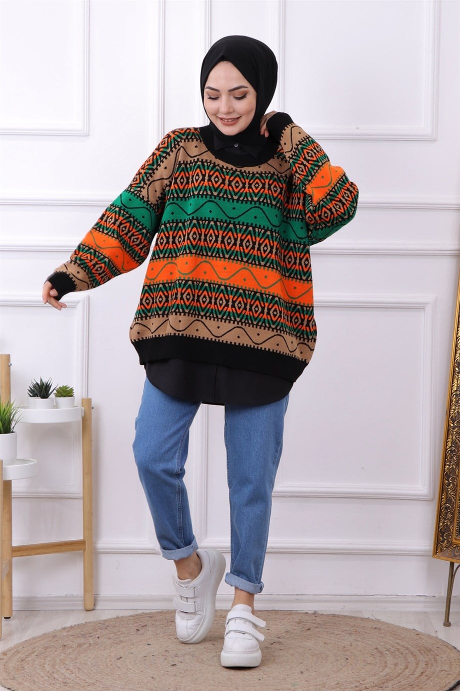 Desenli Tunik Siyah