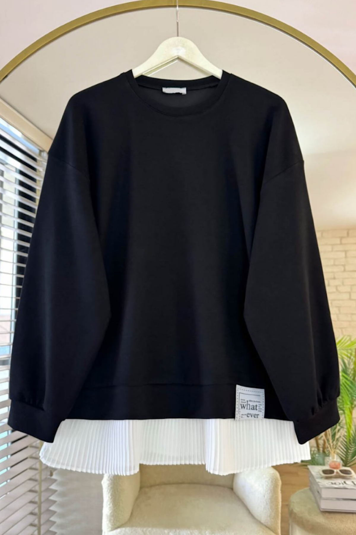 Modal Kumaş Altı Pileli Sweat SiyahDubaiShowroomSWEAT010010SYH