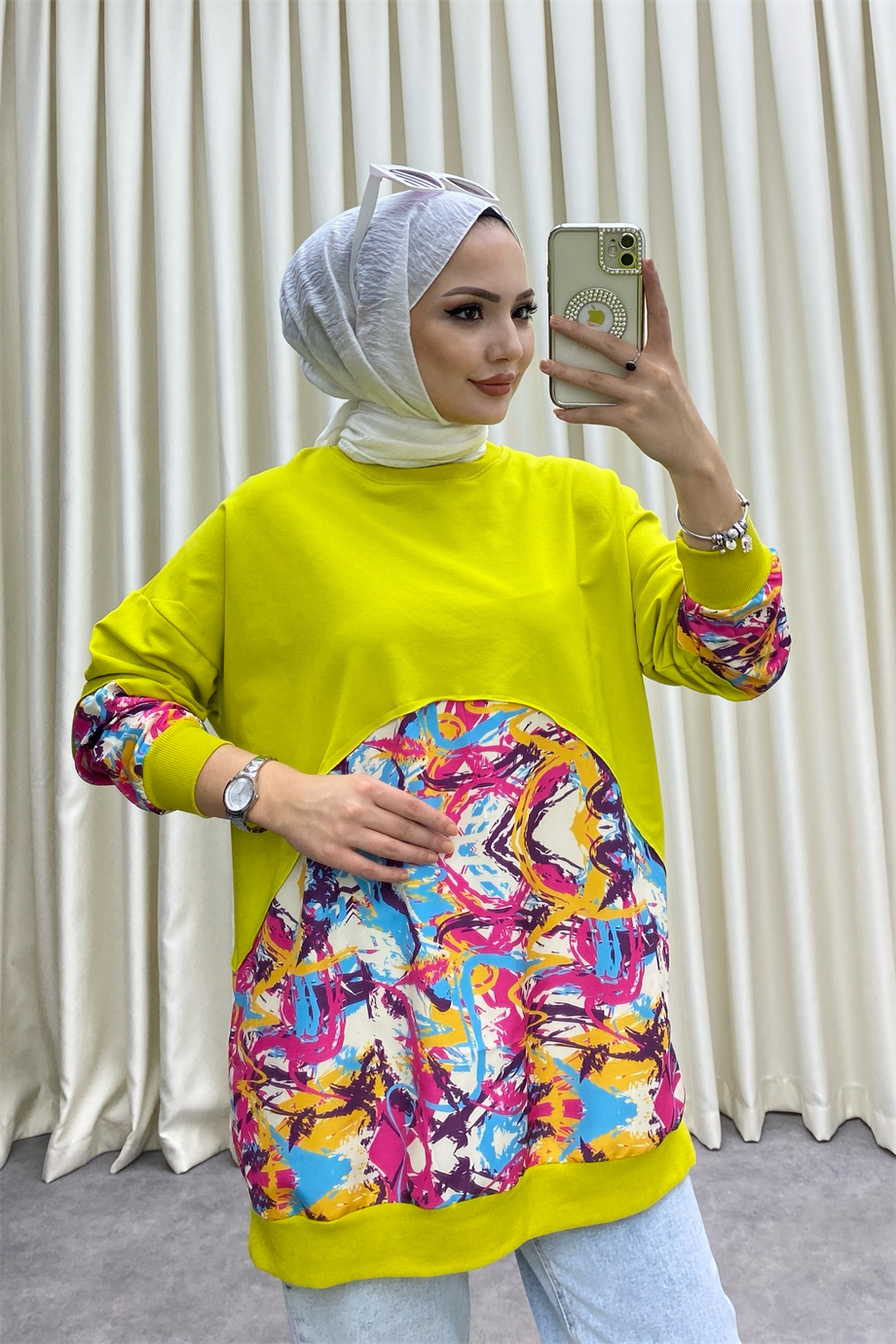 Ebru Desen Sweat Yağ Yeşili