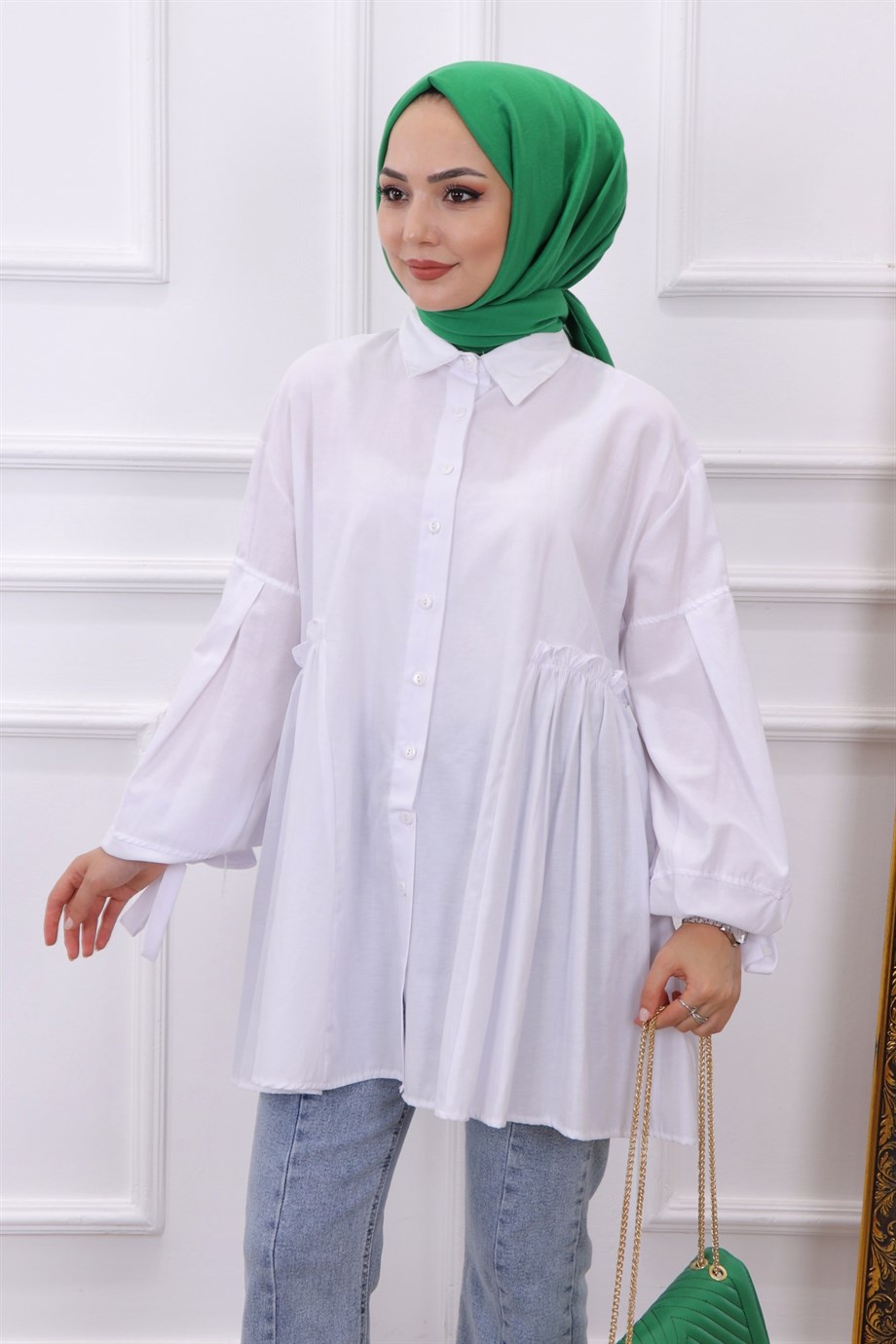 Ella Tunik Yeşil Beyaz