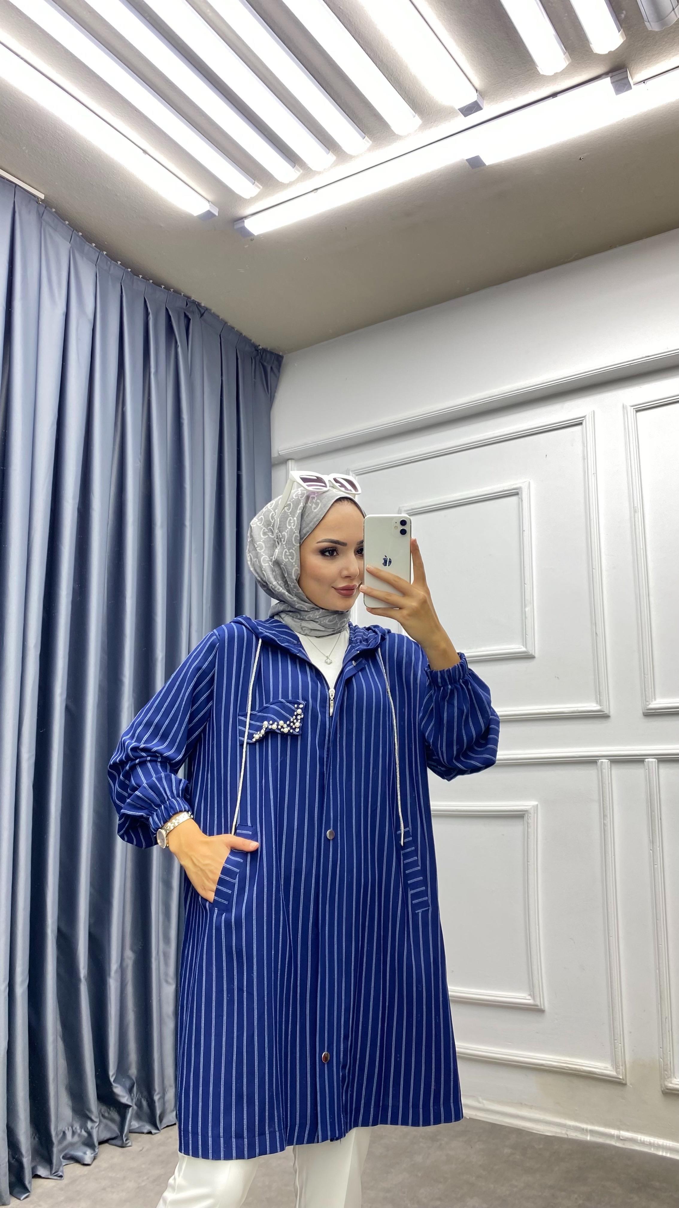 Fileto Cep Taşlı Tunik Lacivert 