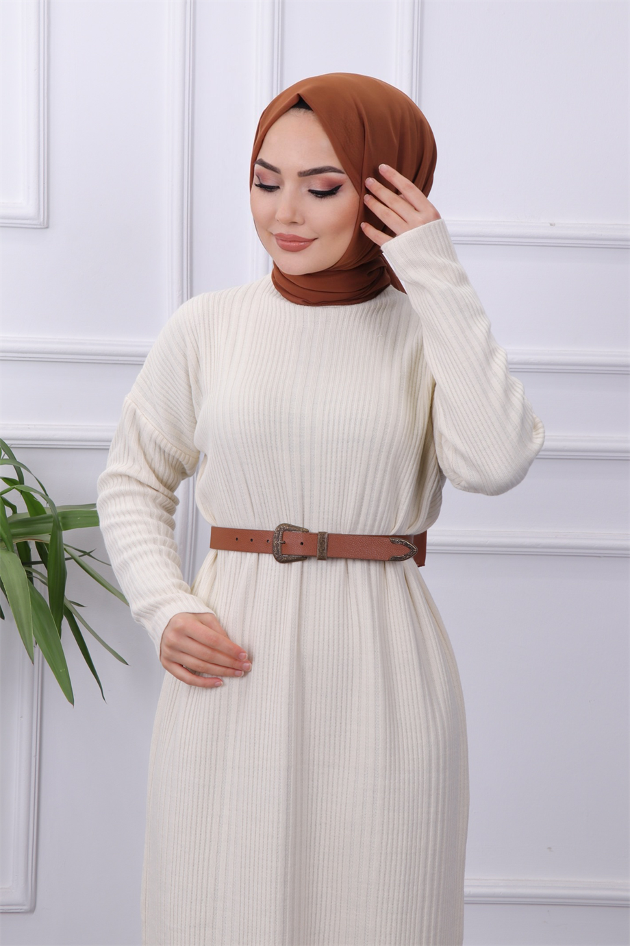 Fitilli Elbise Krem
