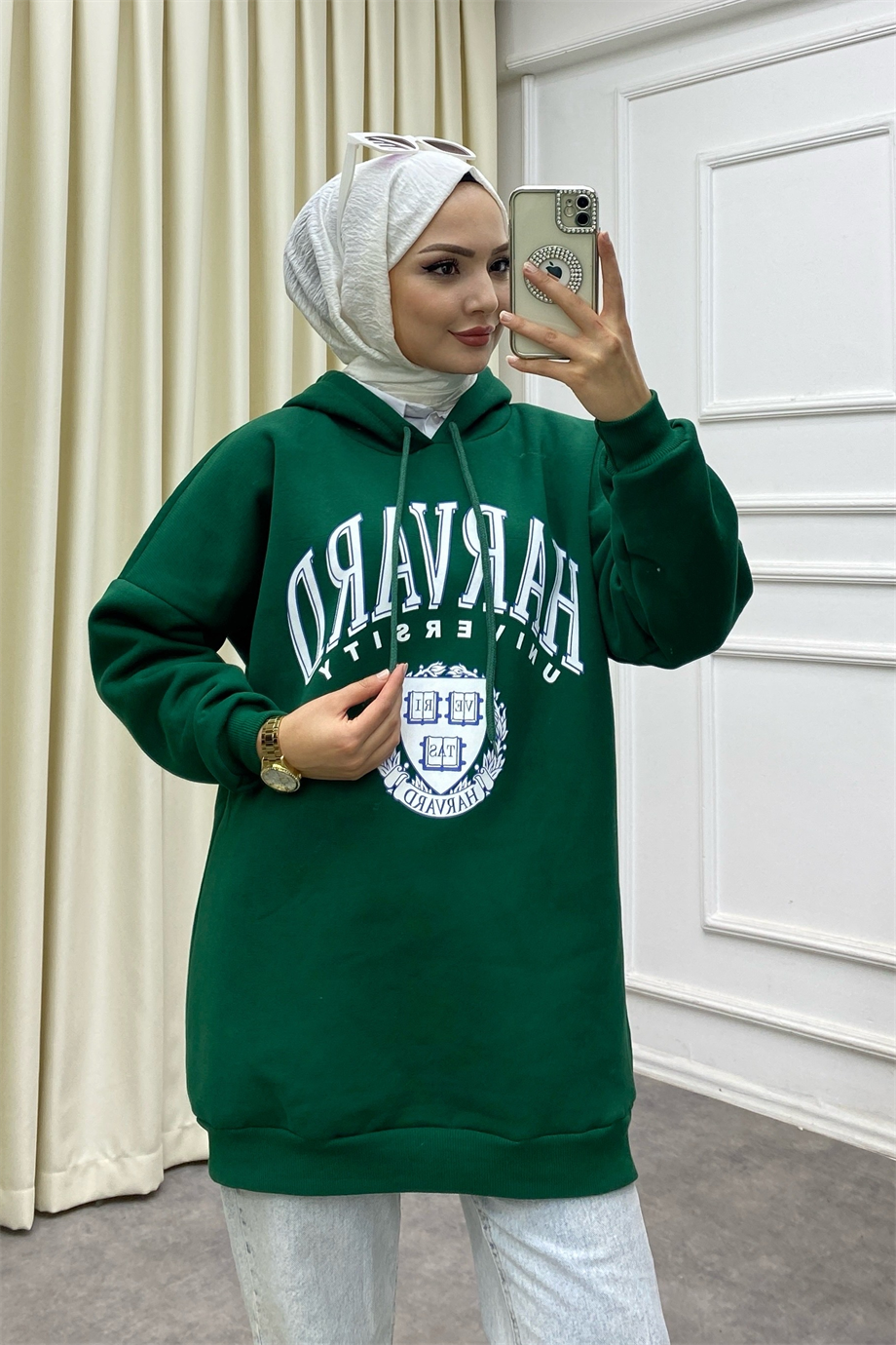 Hardward Yazılı Üç İplik Sweat Yeşil