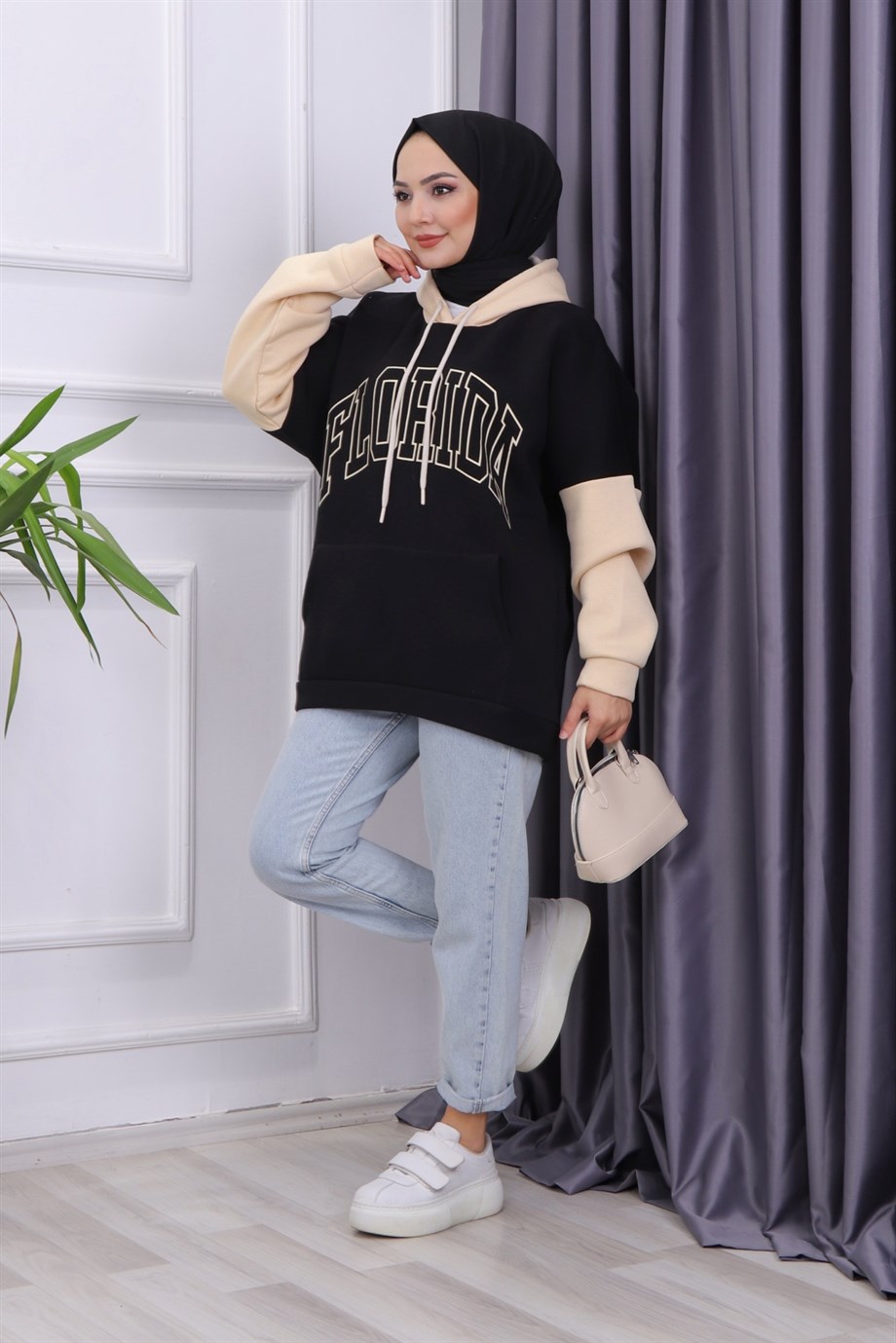 İçi Şardonlu Florida  Sweat Siyah