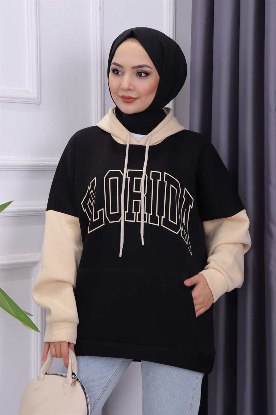 İçi Şardonlu Florida  Sweat Siyah