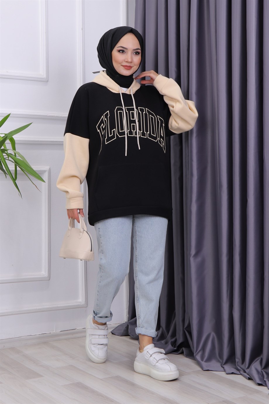 İçi Şardonlu Florida  Sweat Siyah