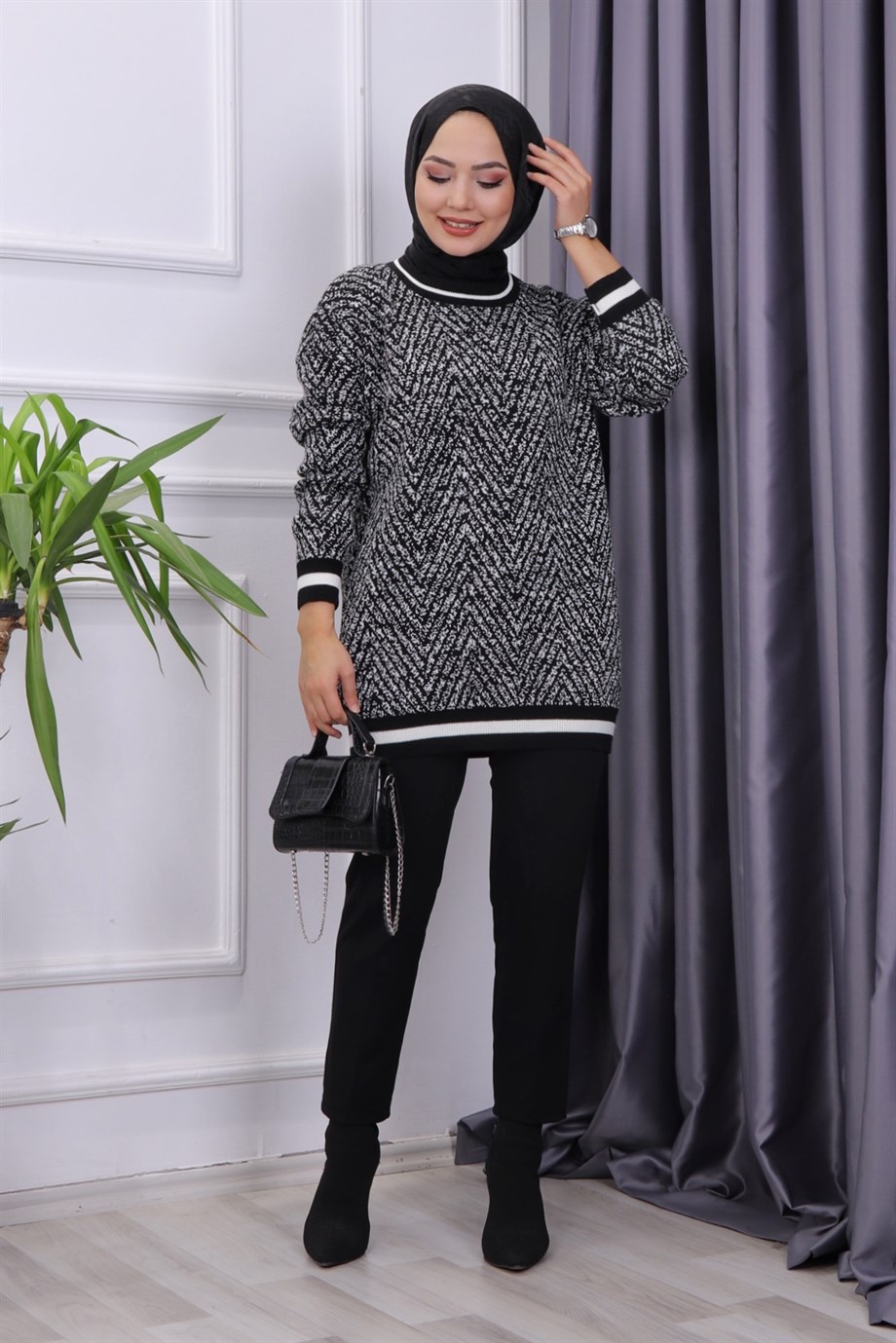 Kar Yağdı Tunik Siyah