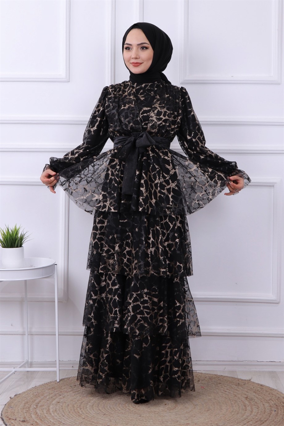 Kat Kat Leopar Desenli Elbise