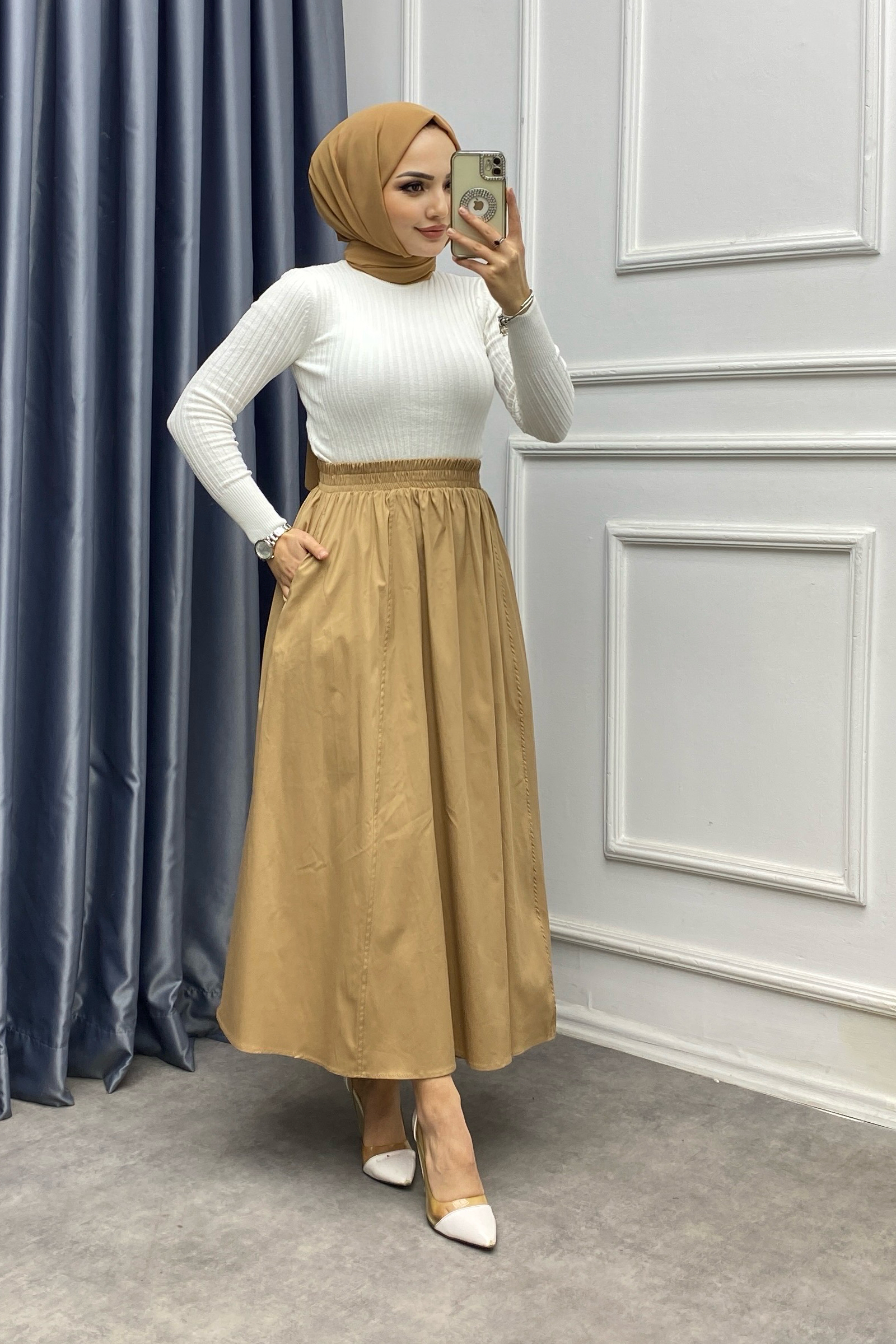 Kloş Etek Camel