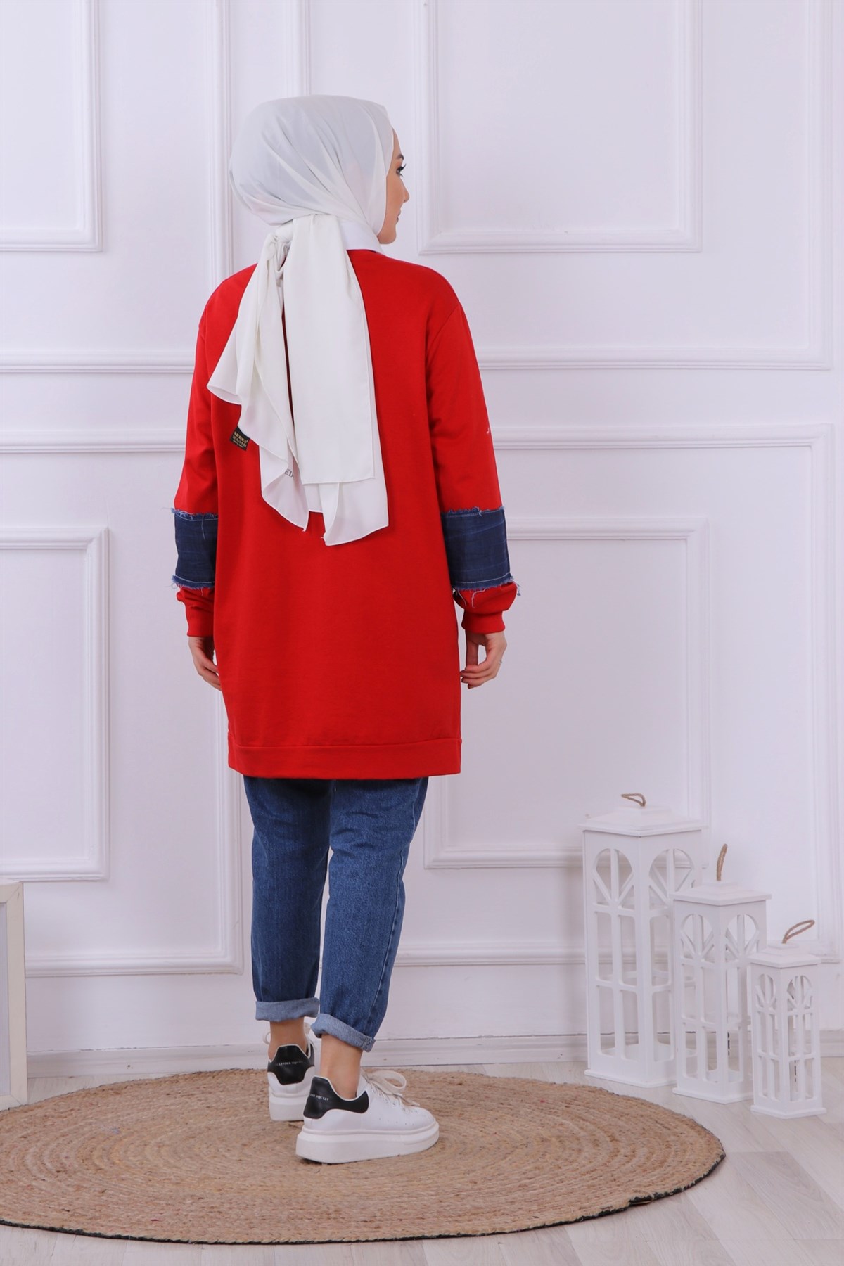 Kot Detaylı Sweat Kırmızı