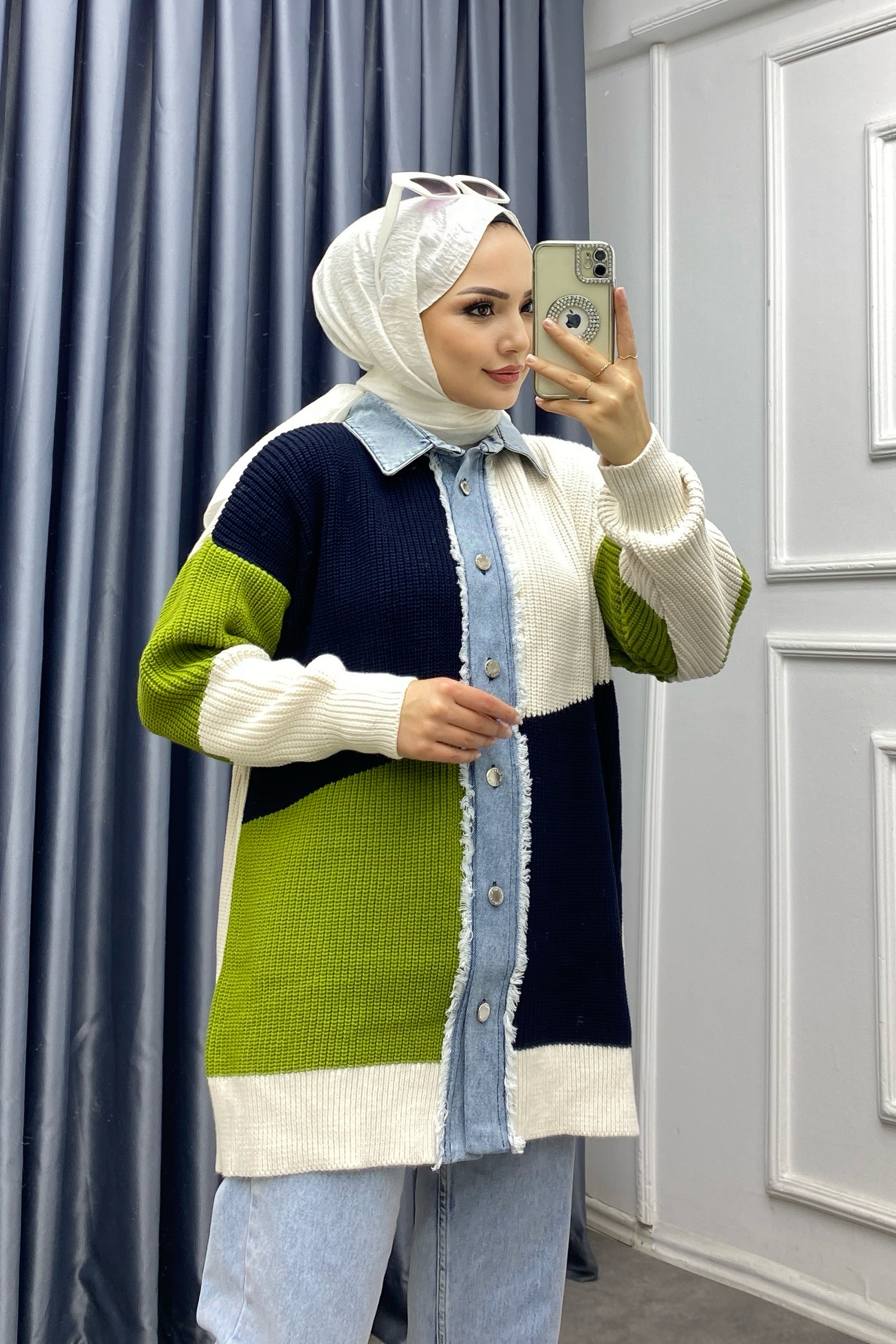 Kot Detaylı Triko Hırka 