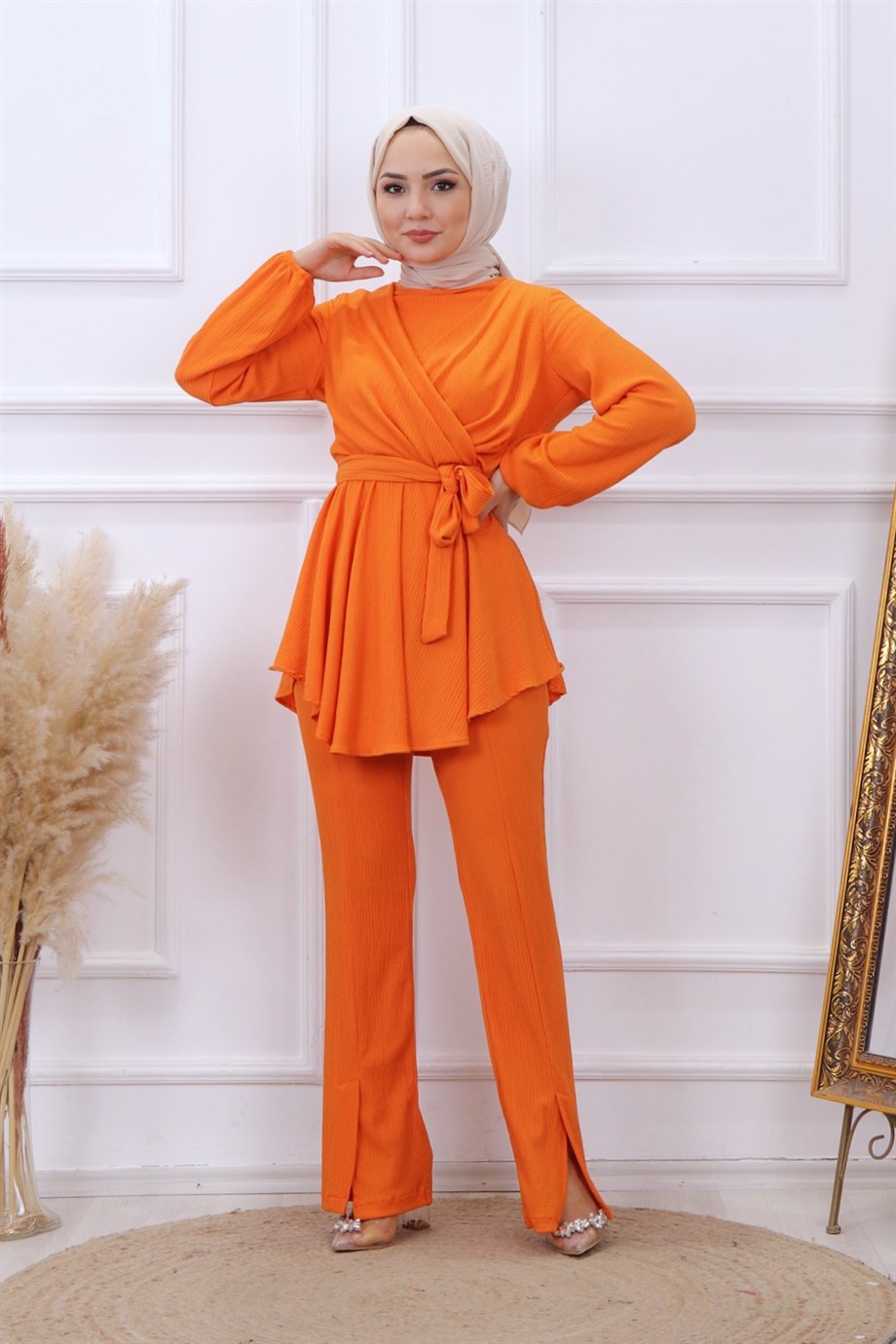 Kruvaze Yaka İkili Takım Turuncu