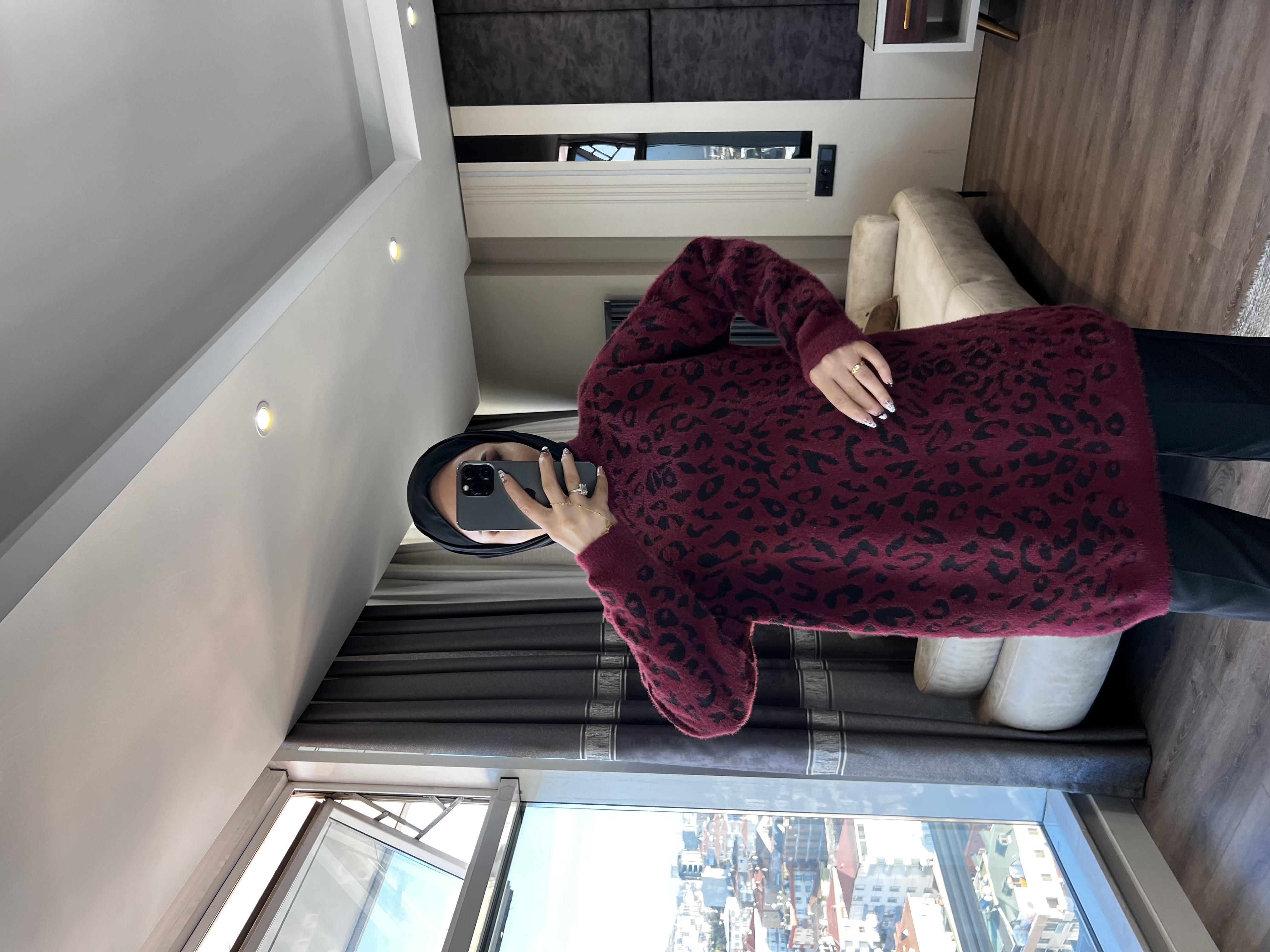 Leopar Yumoş Tunik Bordo