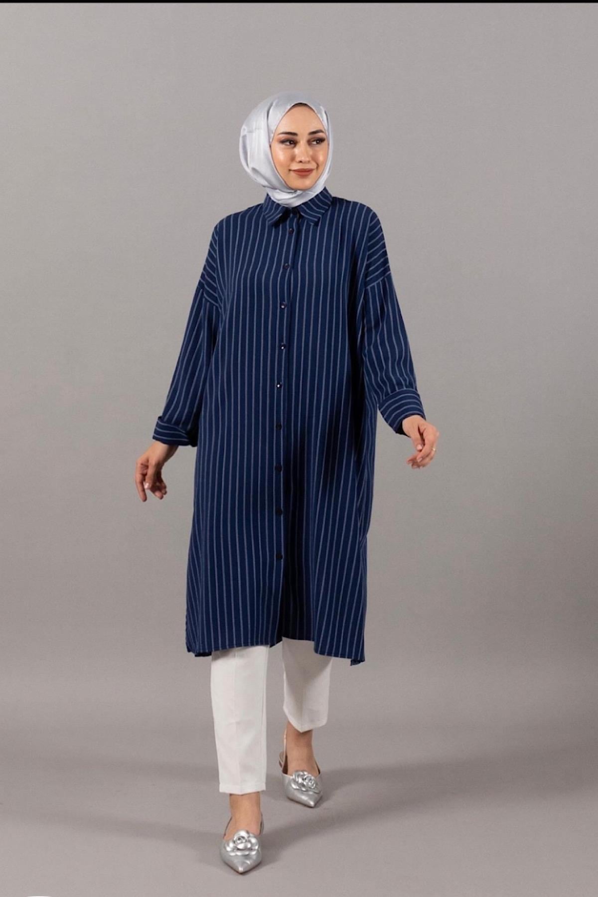 Linda Çizgili Tunik Lacivert