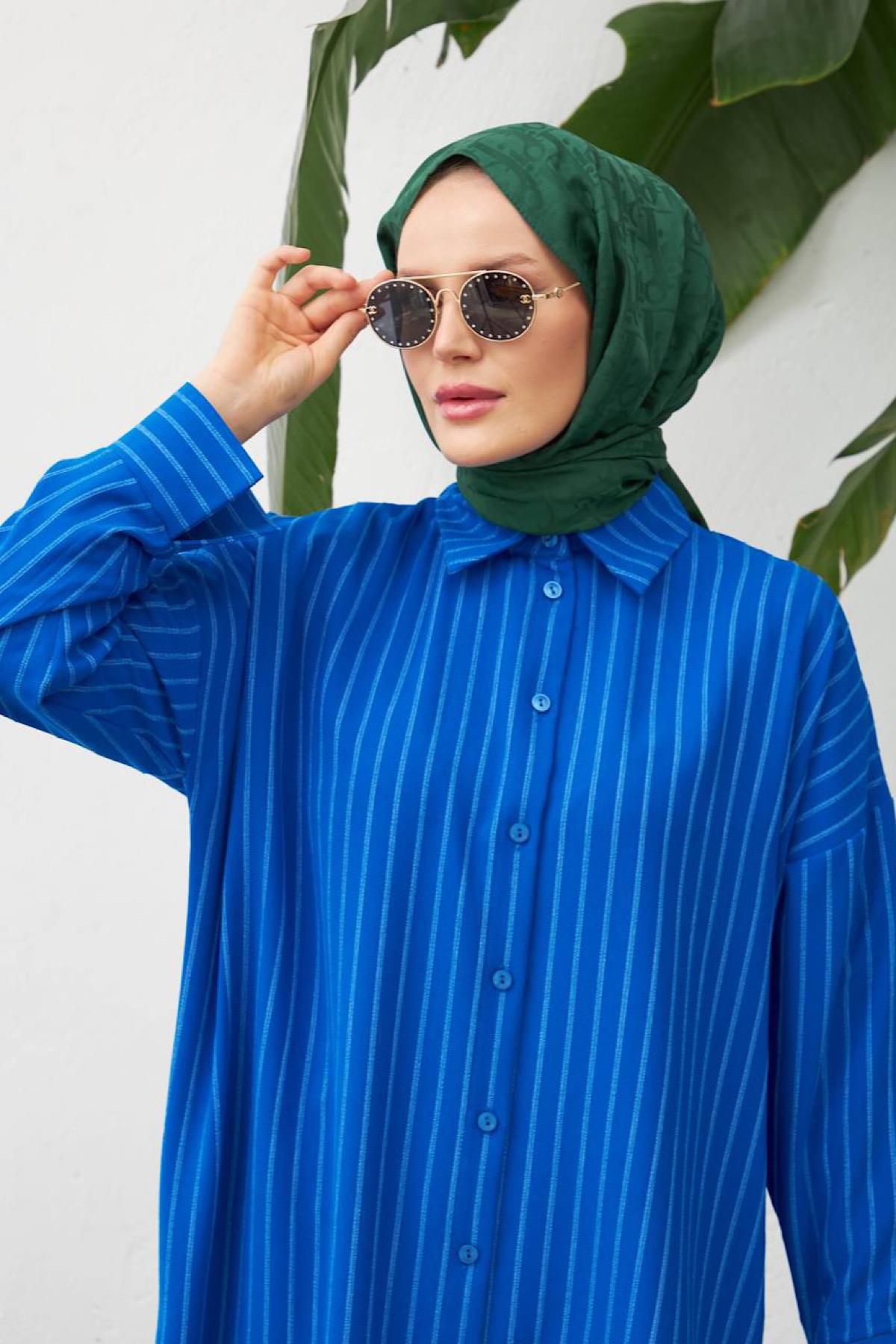 Linda Çizgili Tunik Saks