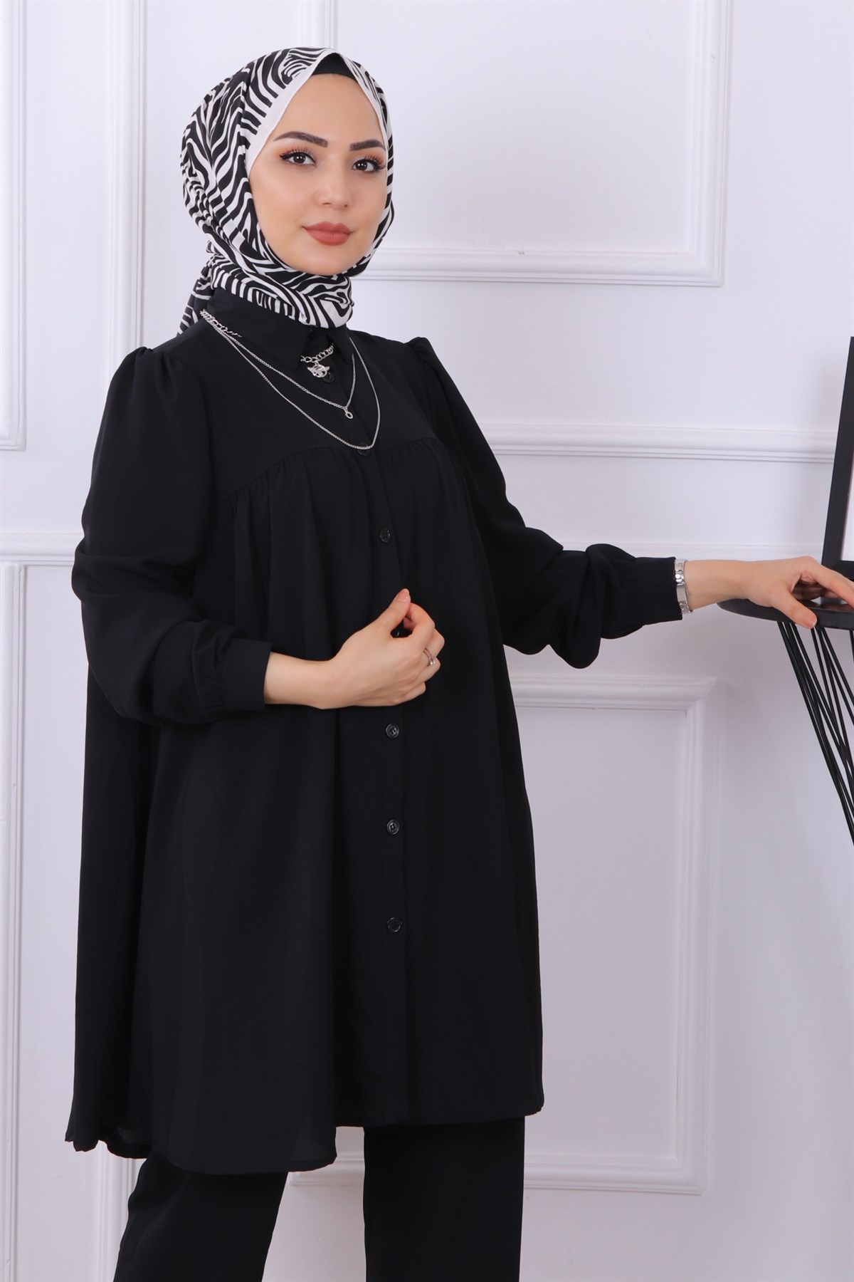 Önden Düğmeli İkili Takım Siyah