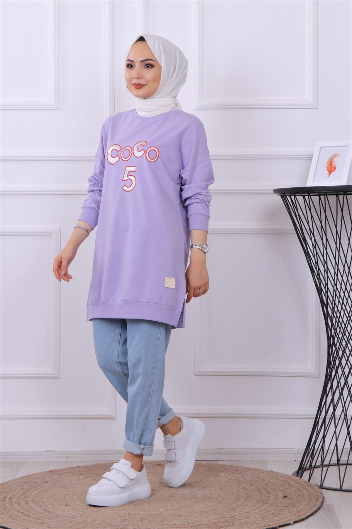 Önü Coco Yazılı Sweat Lila