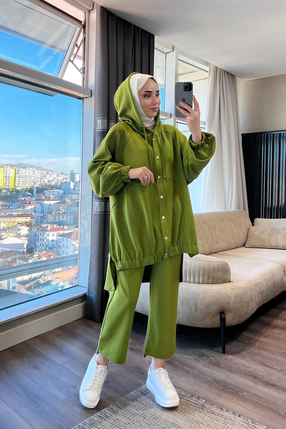 Önü Kısa Arkası Uzun Oysho Kumaş Takım Yeşil