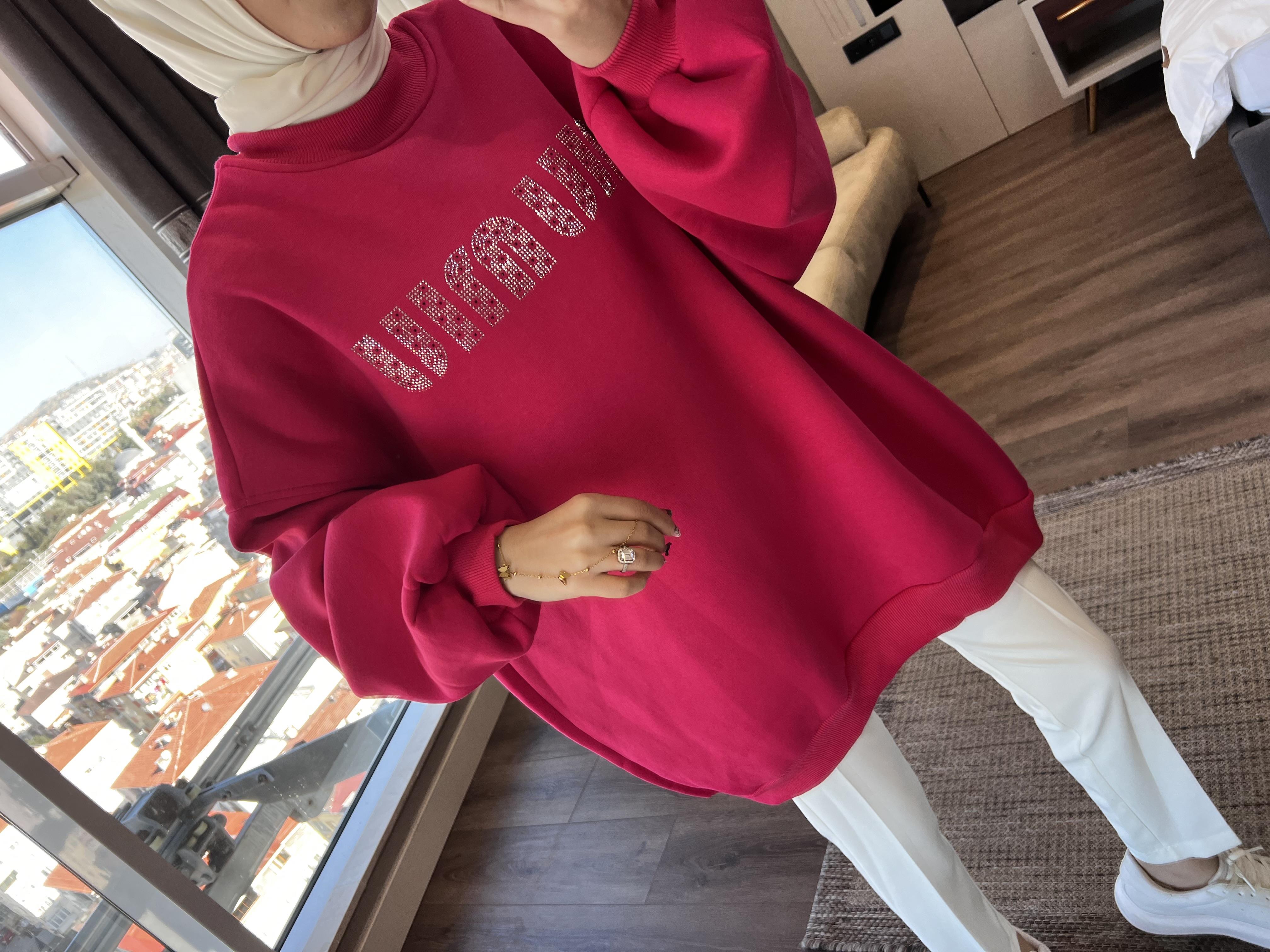 Önü Miu Miu Yazılı Sweat Pembe 