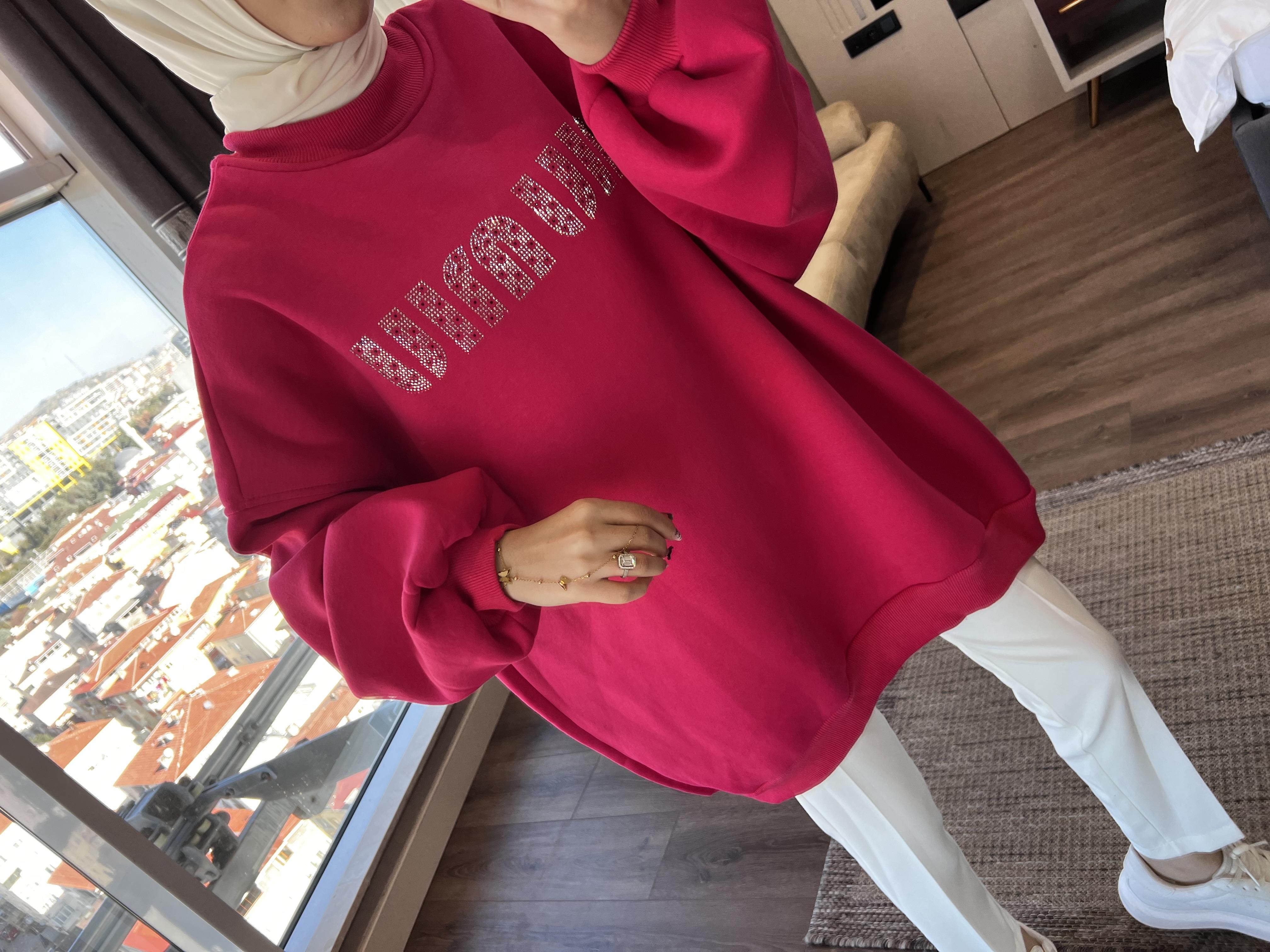 Önü Miu Miu Yazılı Sweat Pembe 