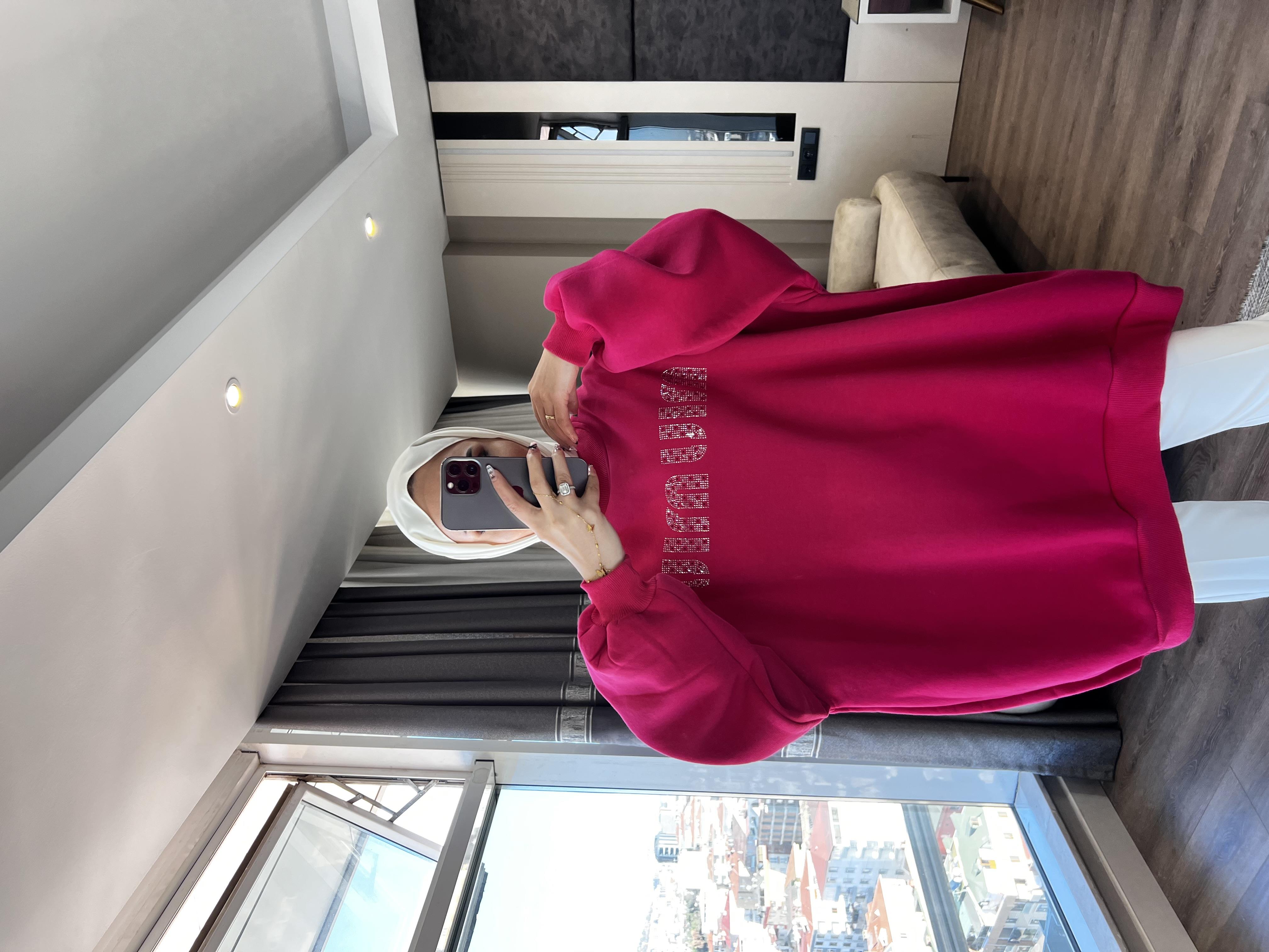 Önü Miu Miu Yazılı Sweat Pembe 