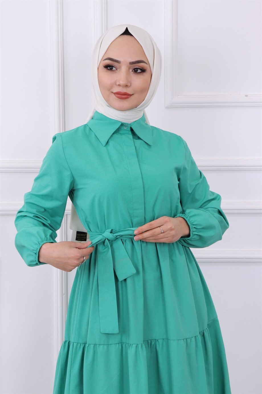 Önü Patlı Elbise Yeşil