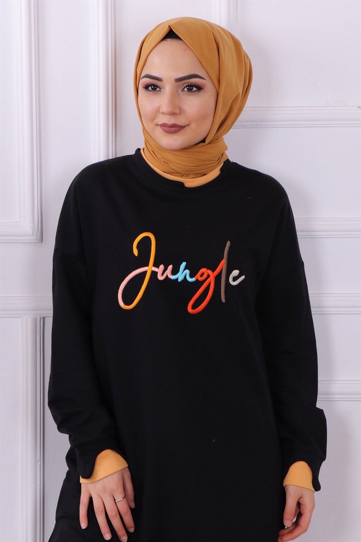 Önü Yazılı Sweat Siyah