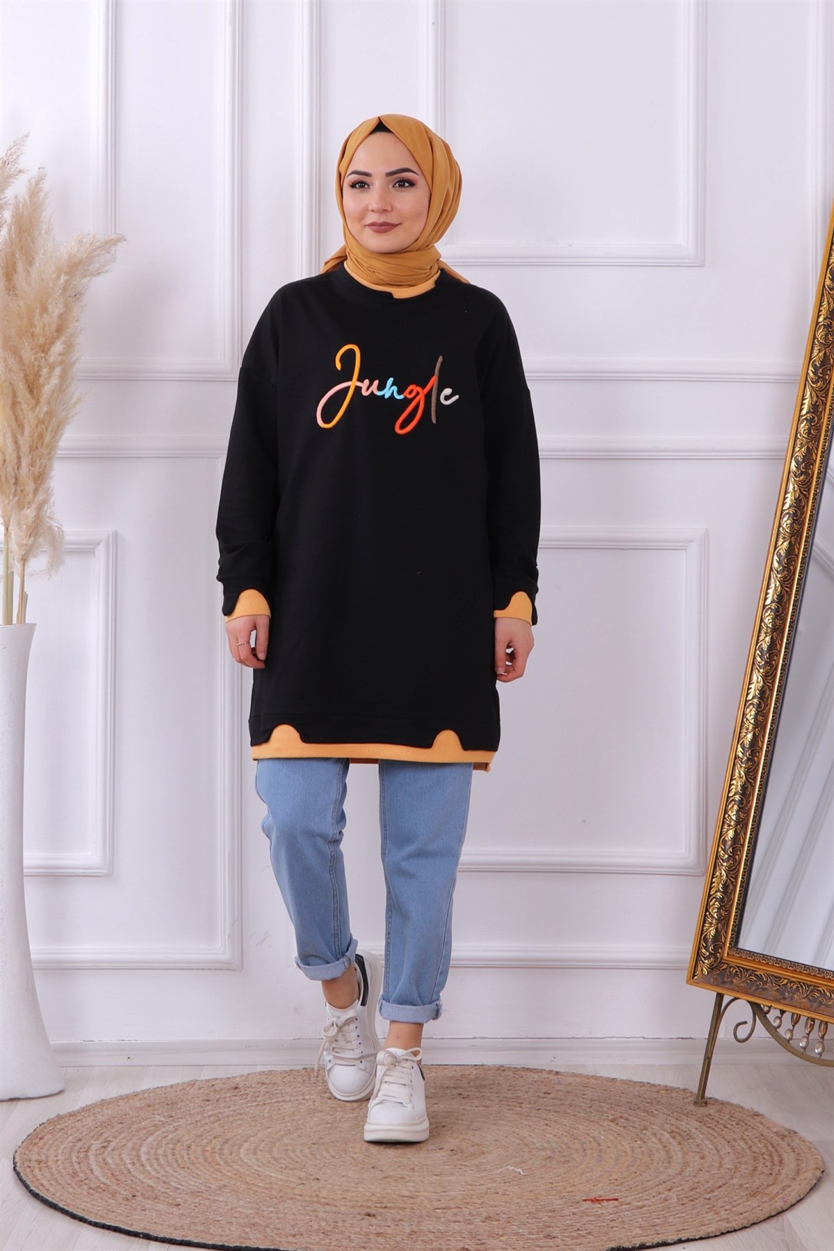 Önü Yazılı Sweat Siyah