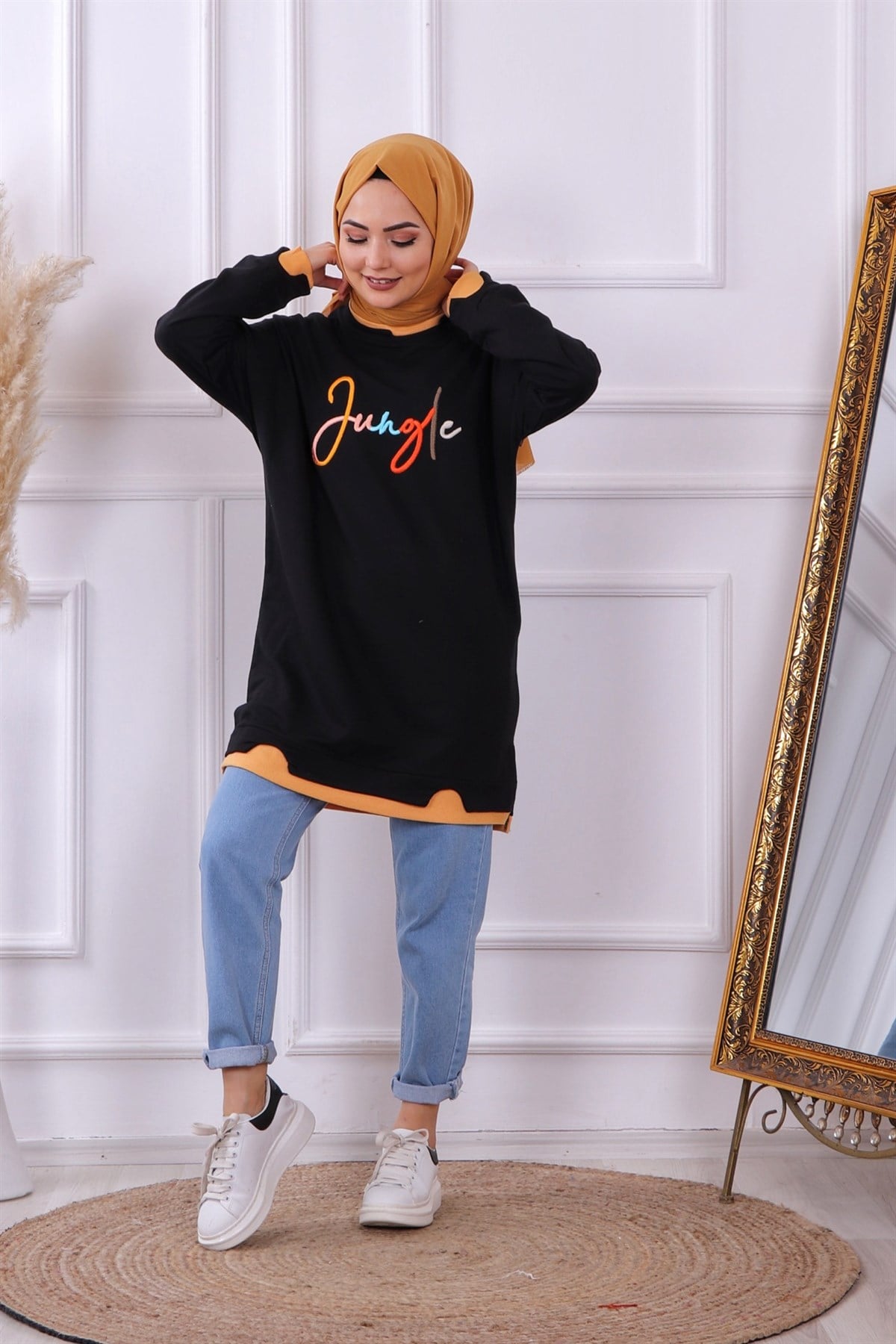 Önü Yazılı Sweat Siyah