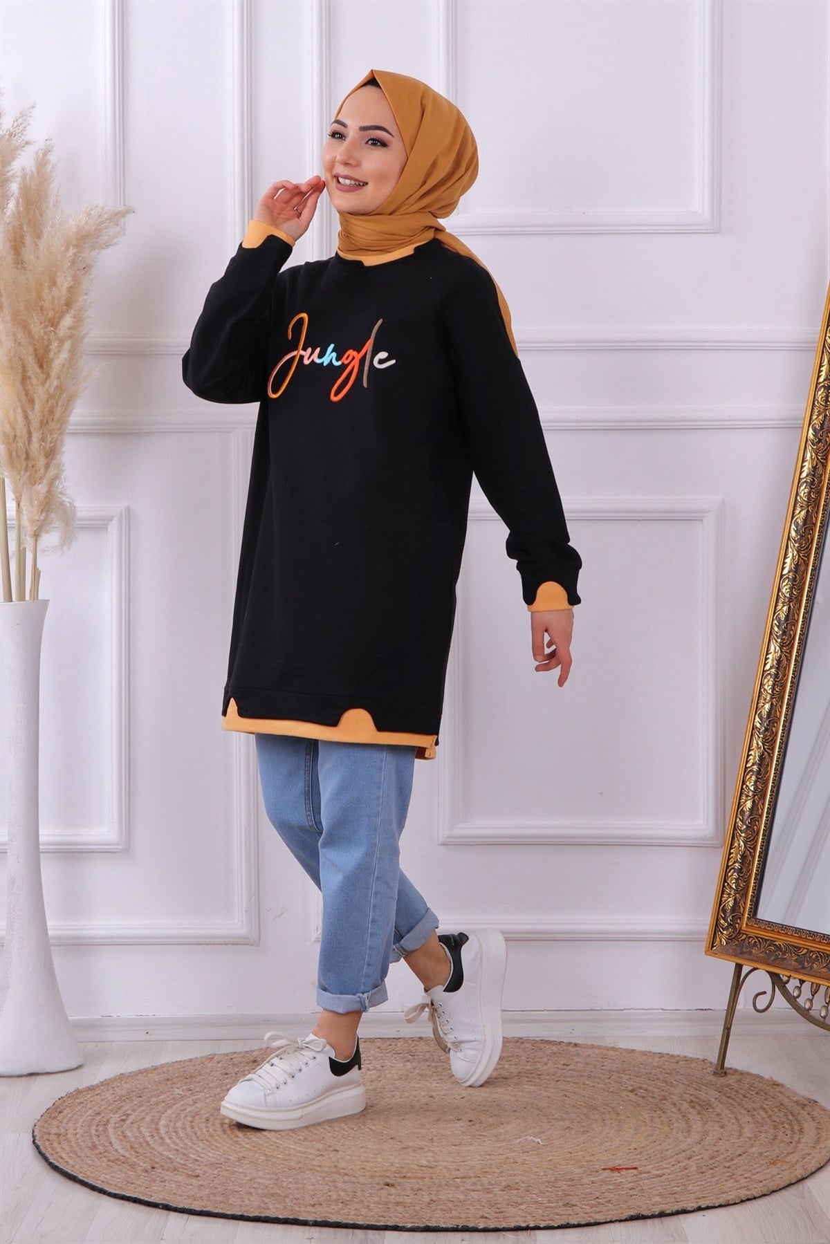 Önü Yazılı Sweat Siyah