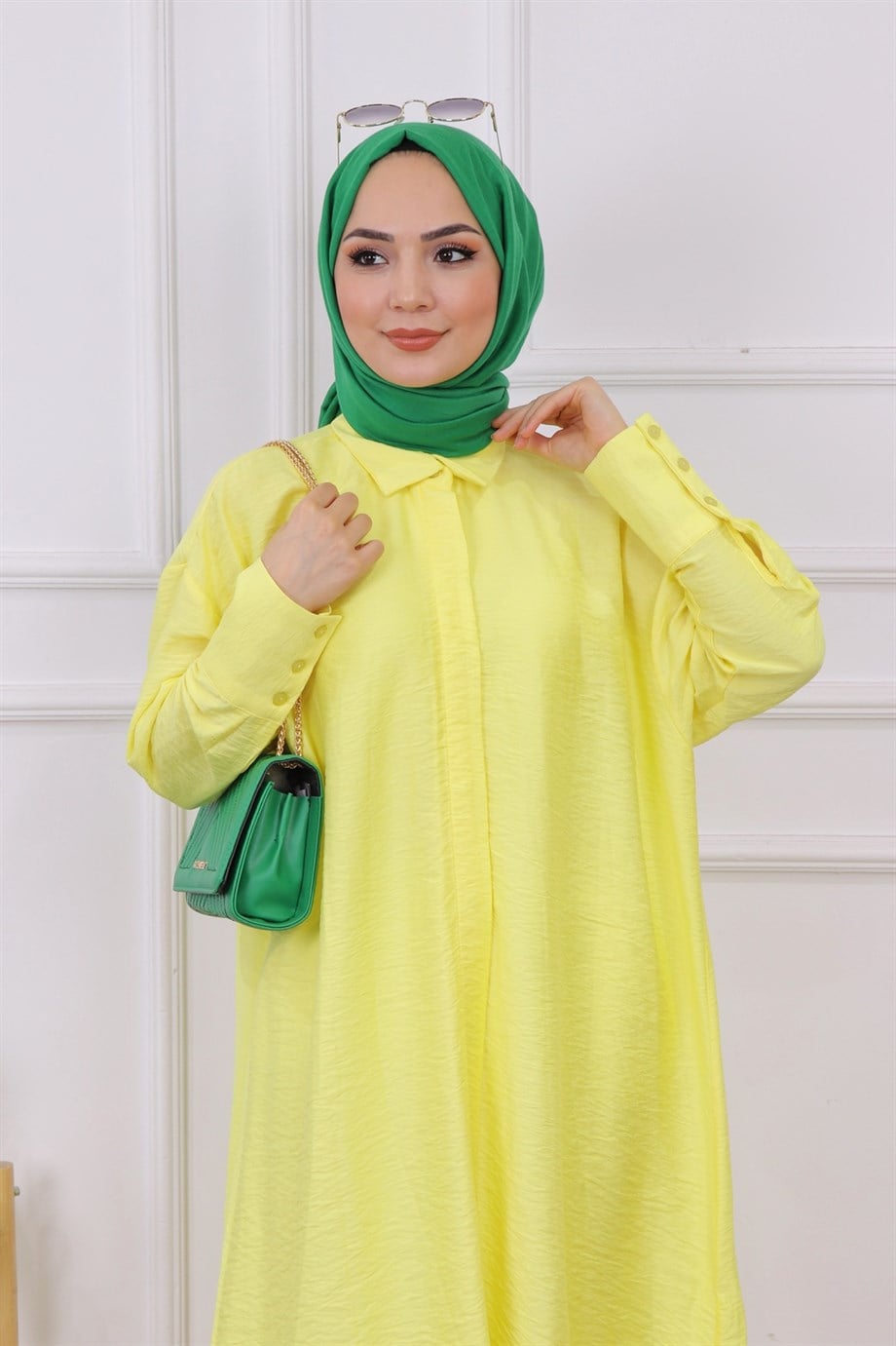 Oval Kesim Tunik Sarı