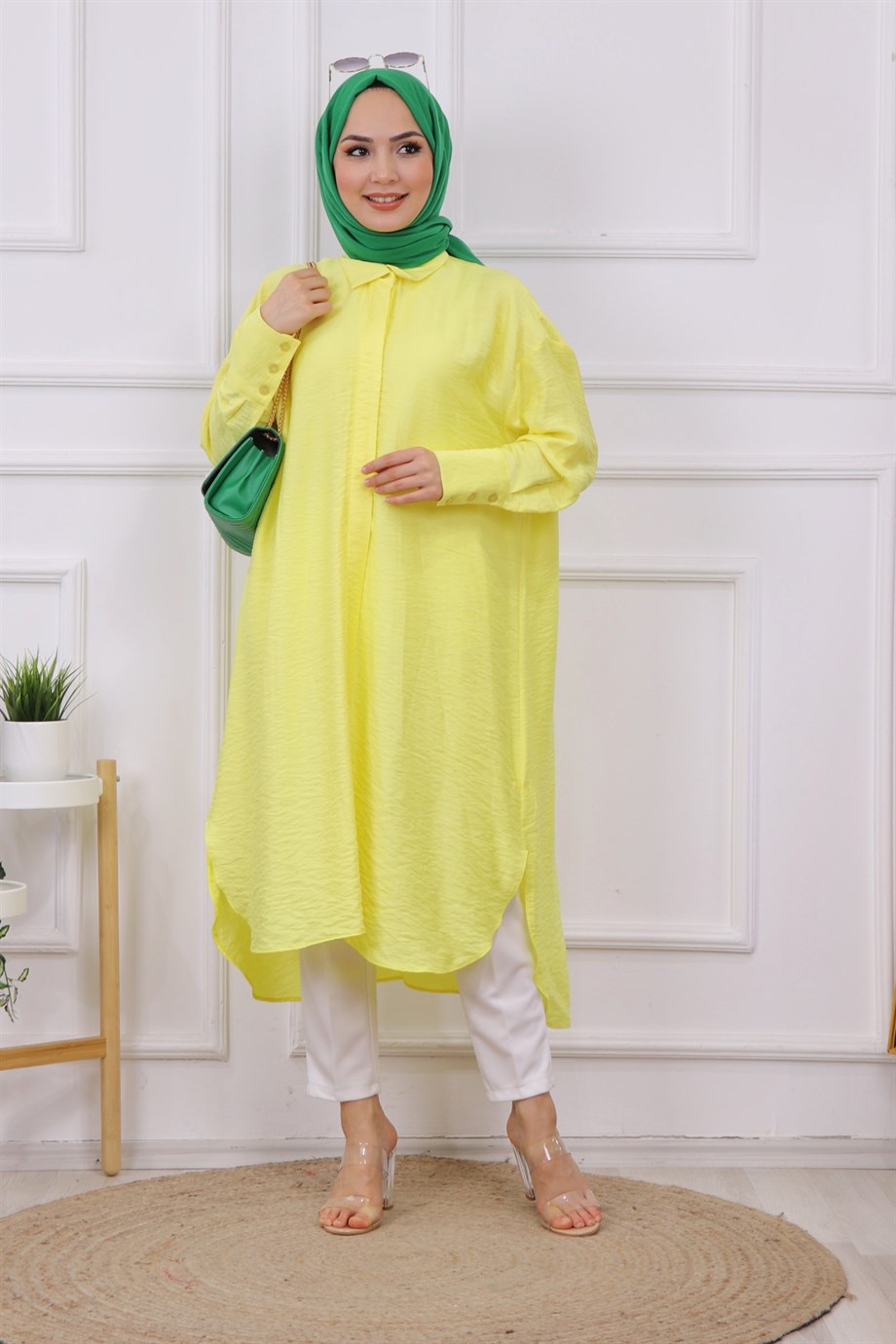 Oval Kesim Tunik Sarı