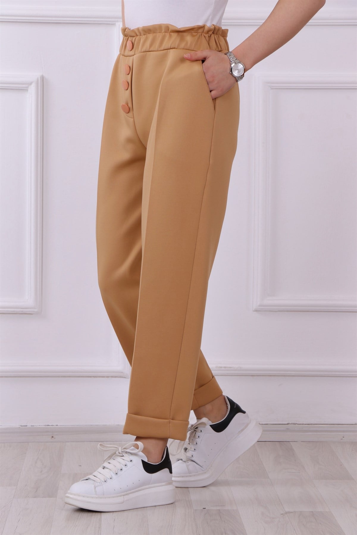paçası katlı pantolon camel
