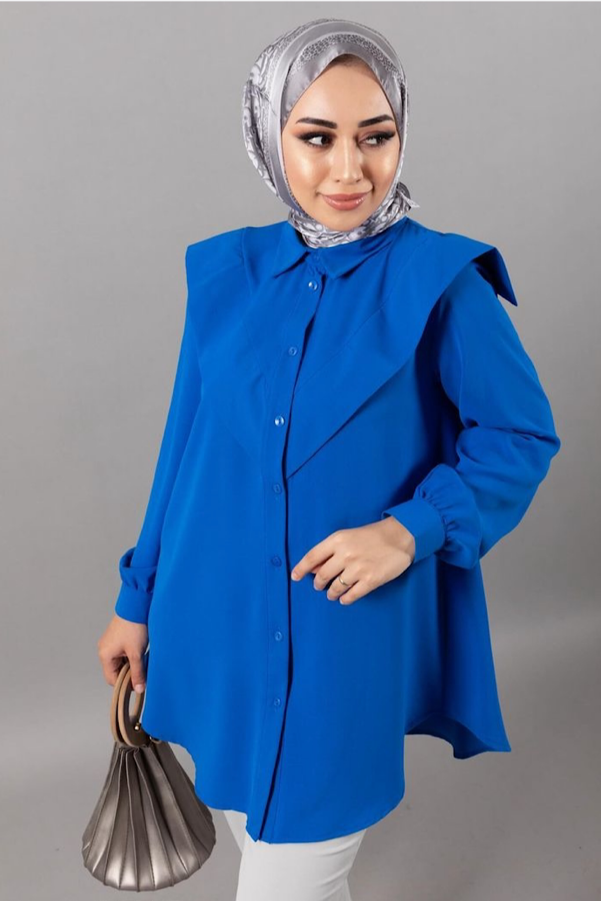 Pelerinli Tunik Mavi