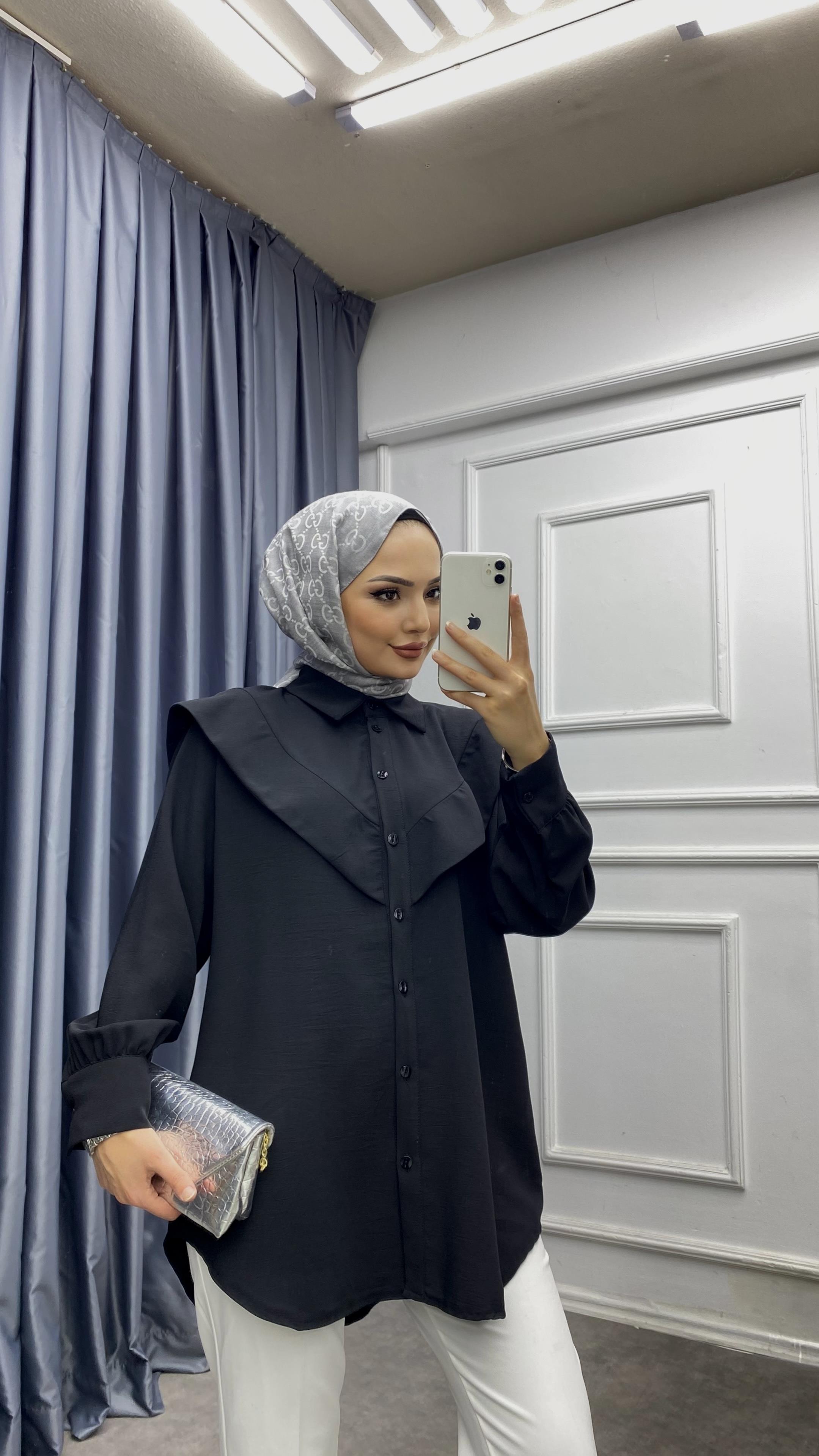 Pelerinli Tunik Siyah