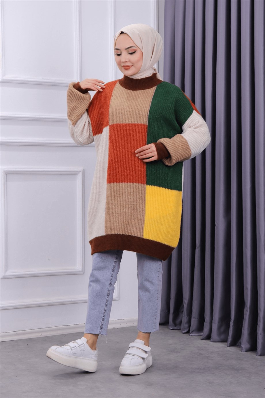 Renkli Tunik Kahverengi
