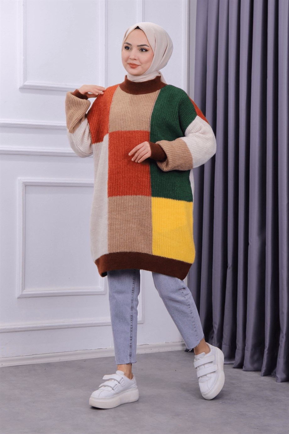 Renkli Tunik Kahverengi