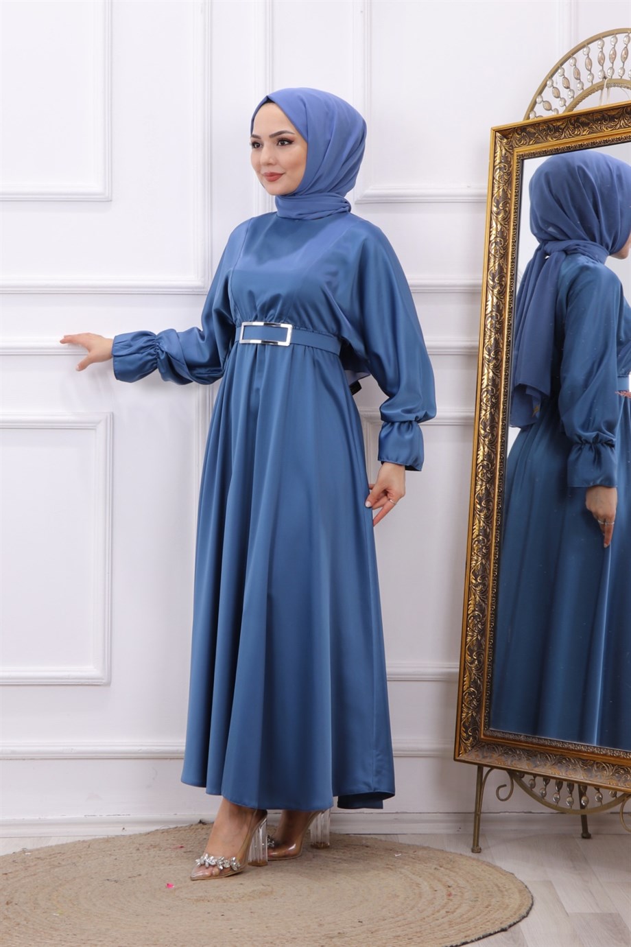 Saten Elbise İndigo