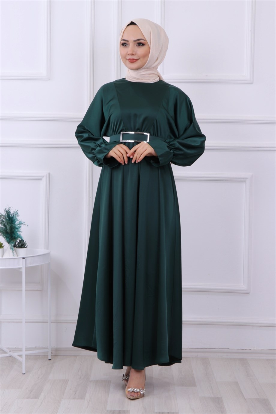 Saten Elbise Yeşil