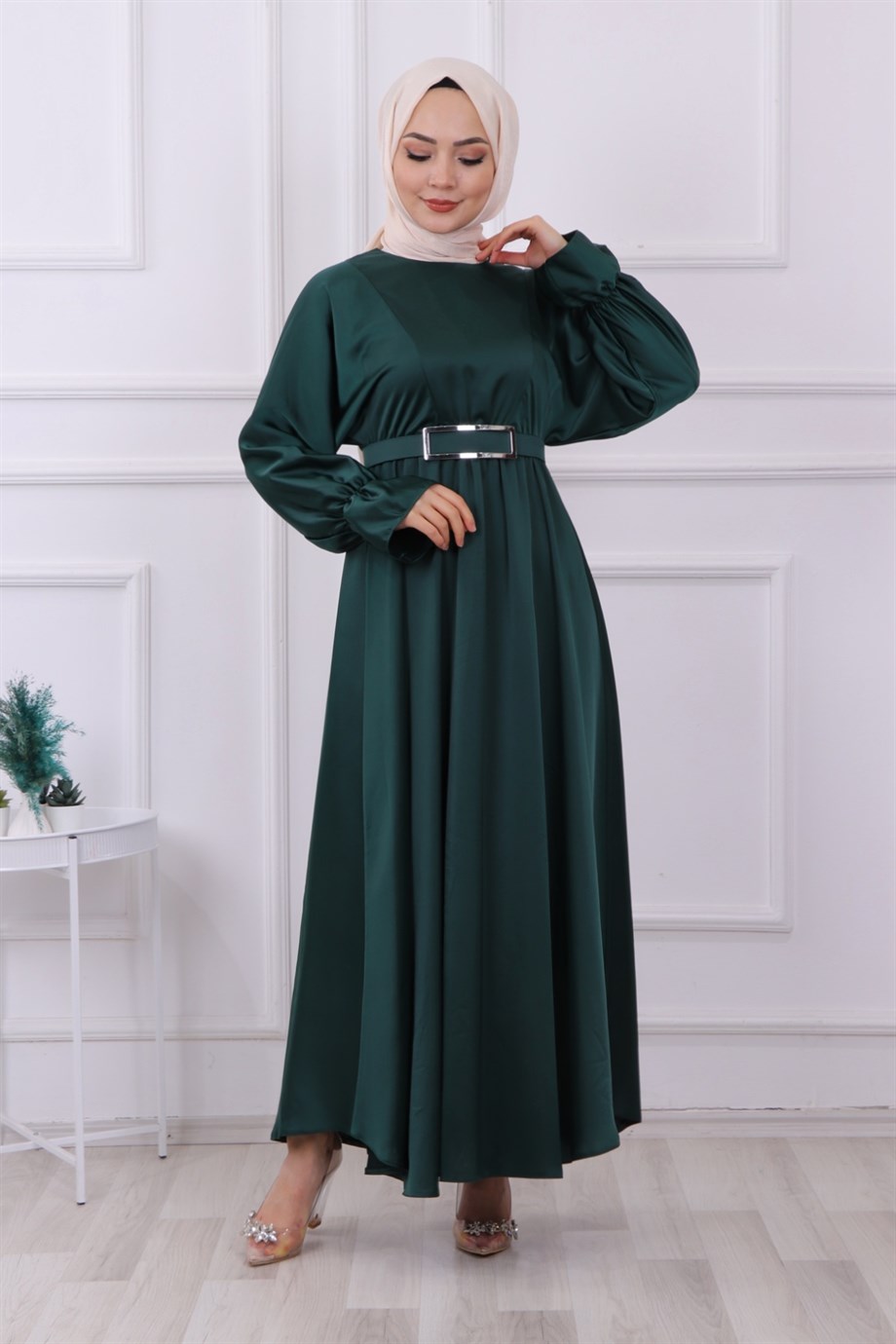 Saten Elbise Yeşil