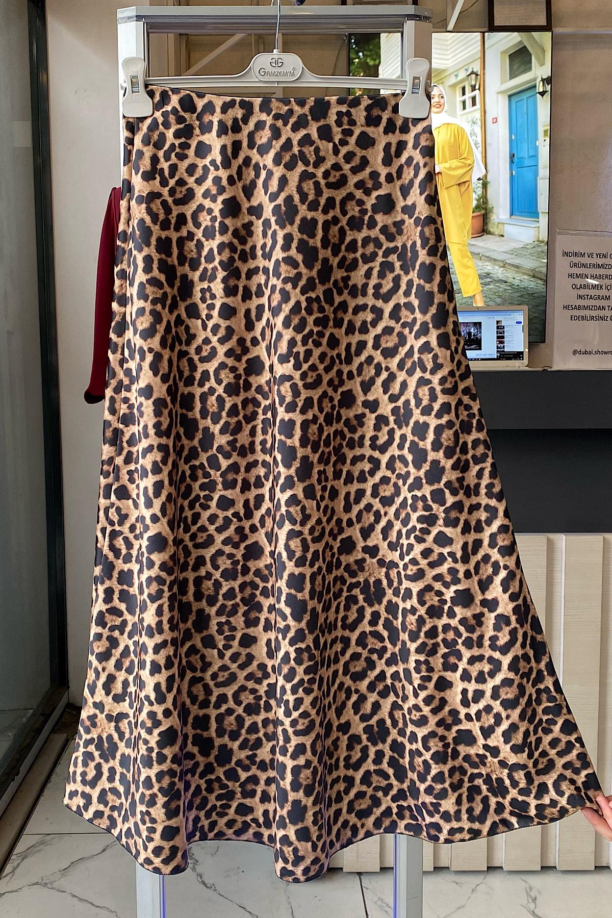 Saten Leopar Etek  