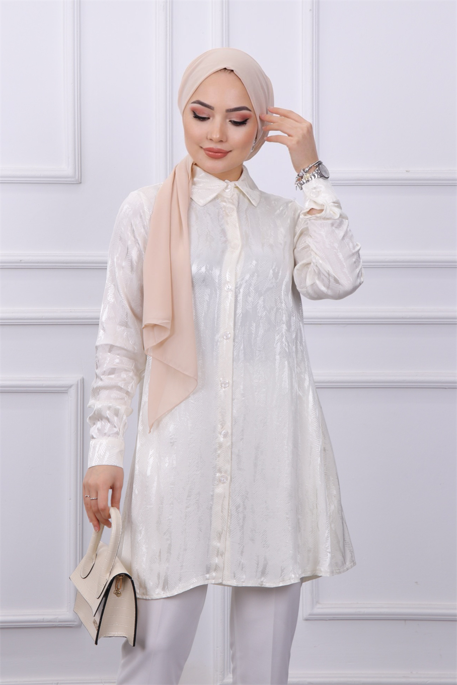 Saten Tunik Krem