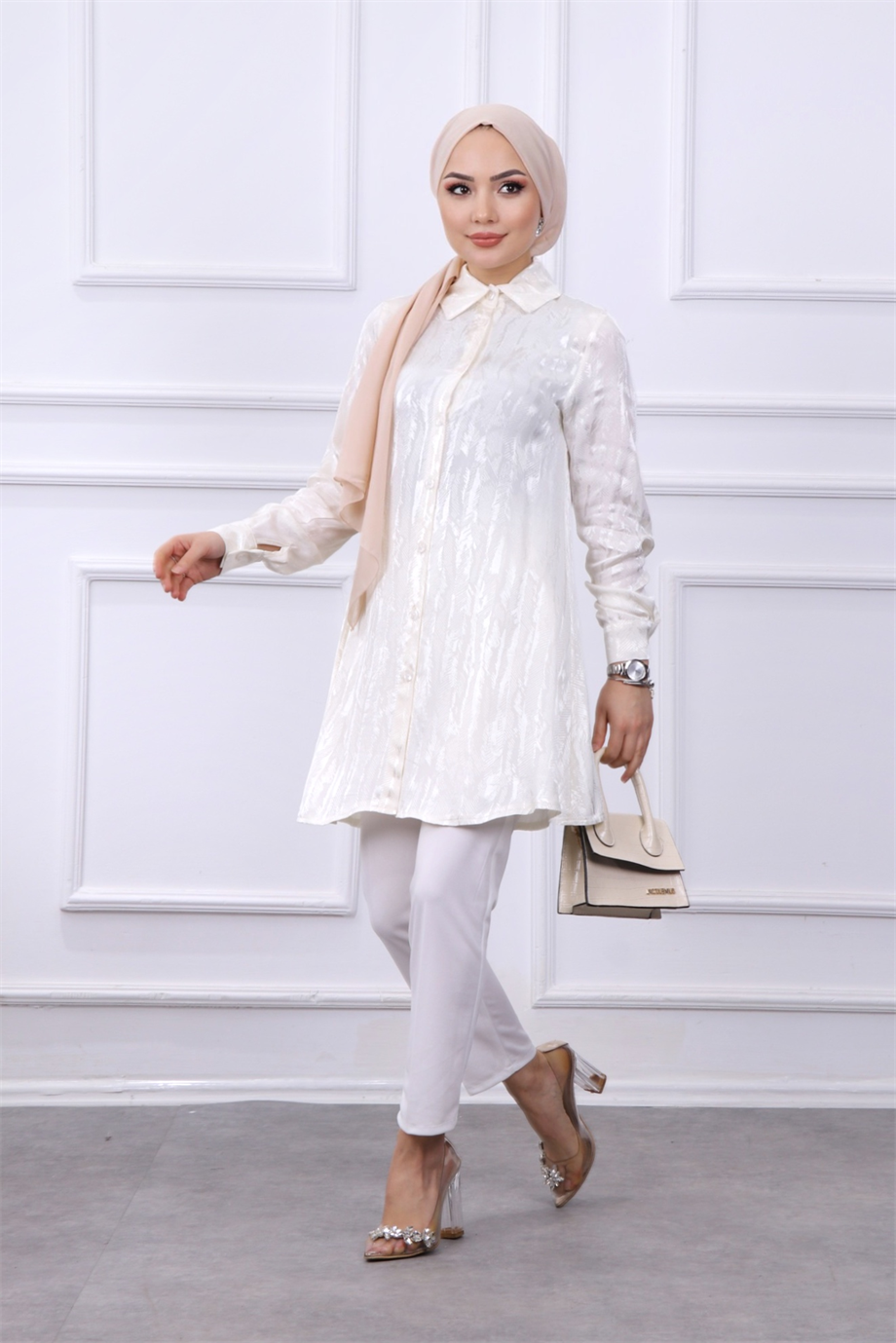 Saten Tunik Krem
