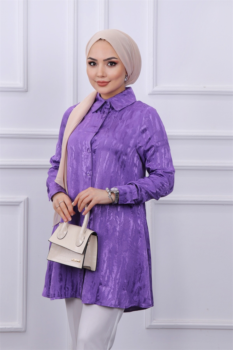 Saten Tunik Mor