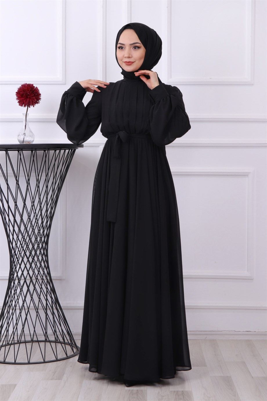 Şifon Elbise Siyah