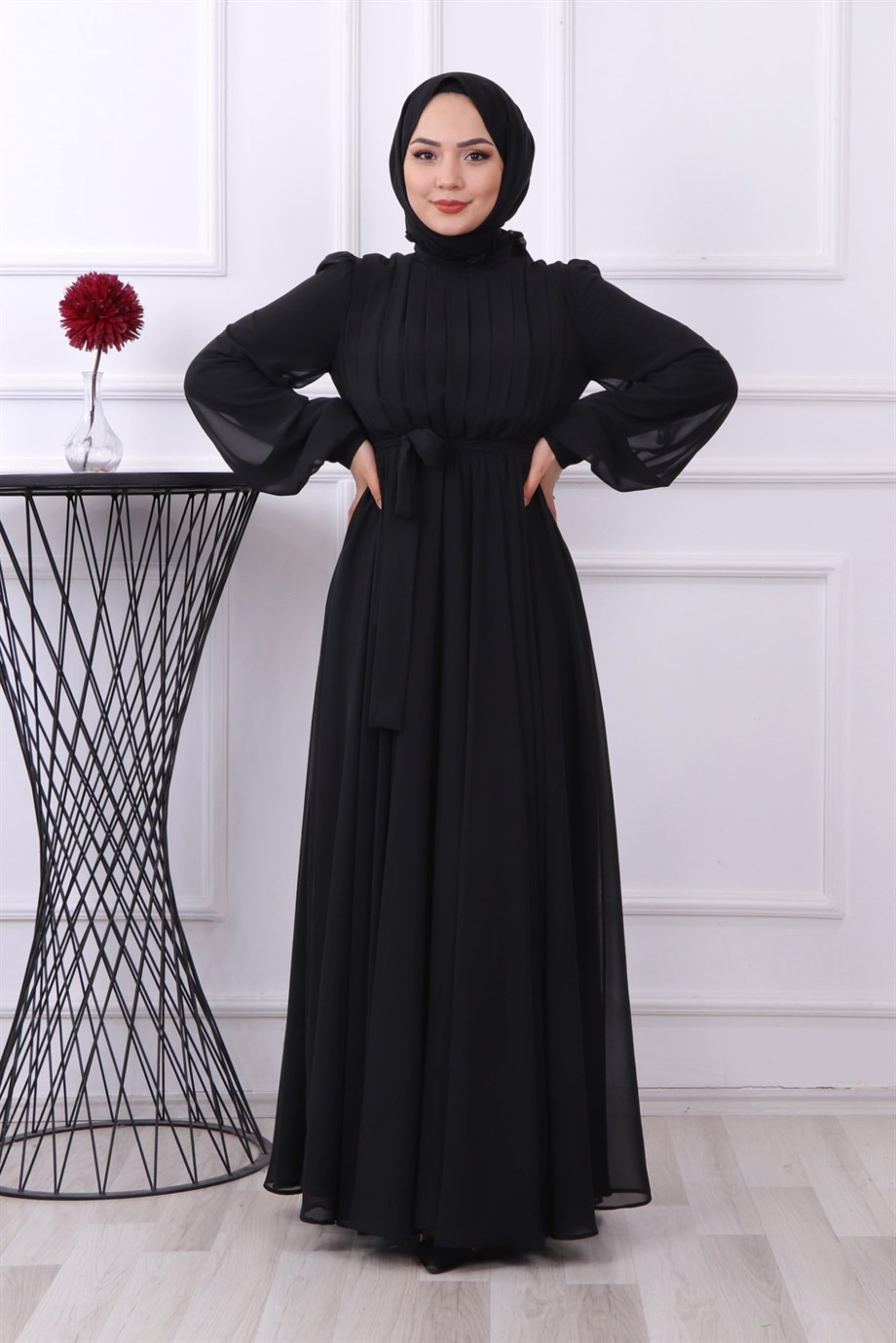 Şifon Elbise Siyah